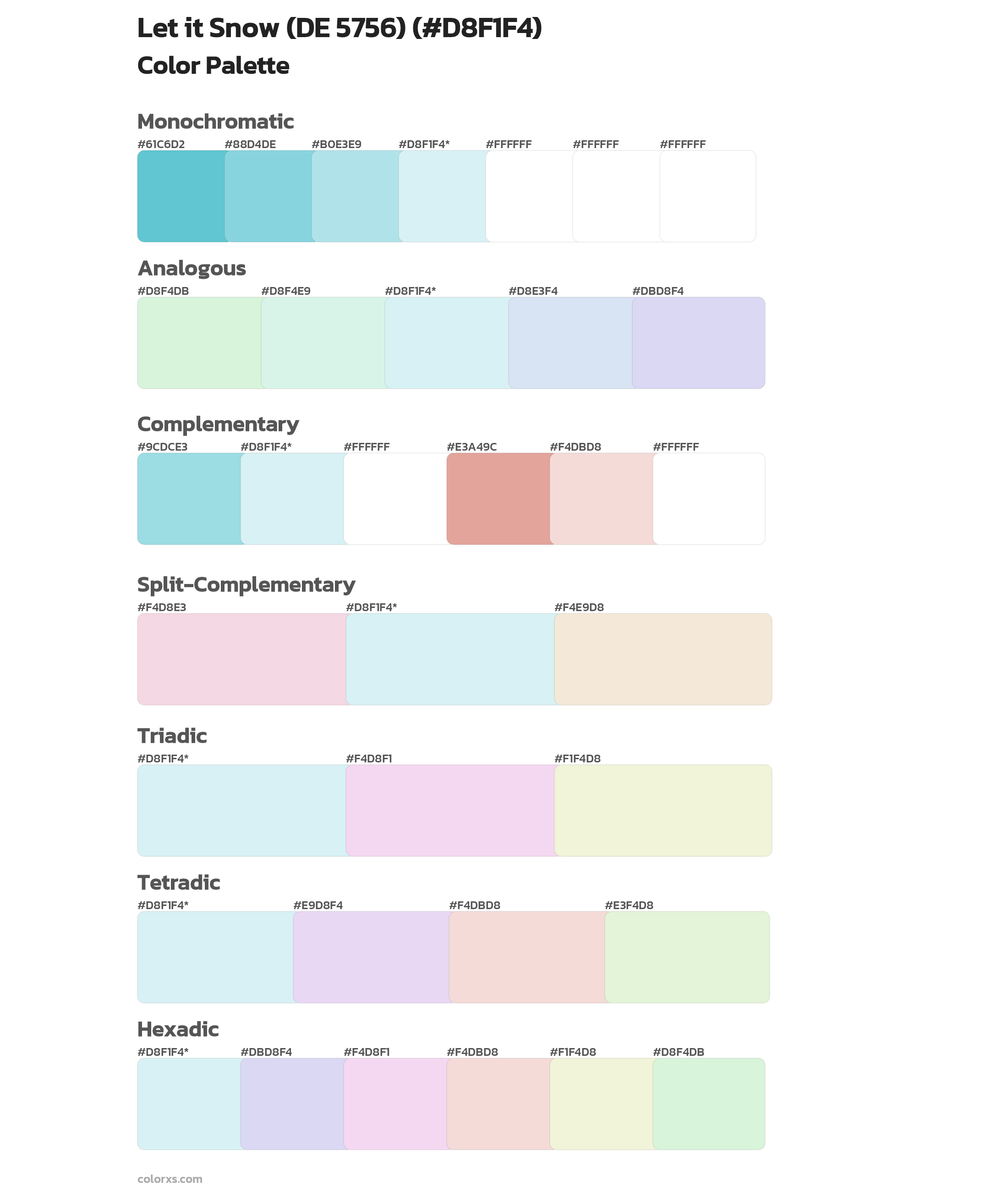 Let it Snow (DE 5756) Color Scheme Palettes