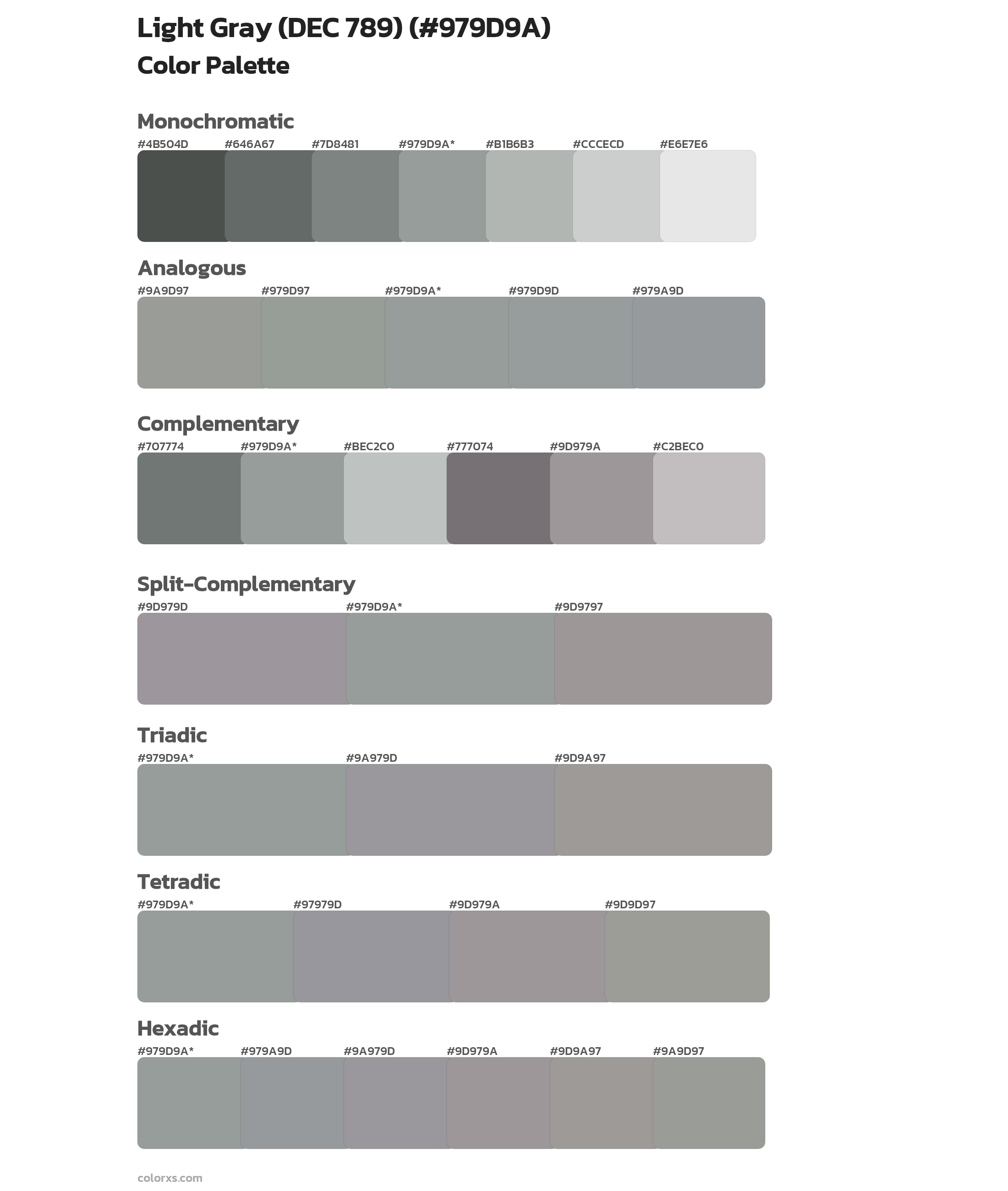 Light Gray (DEC 789) Color Scheme Palettes