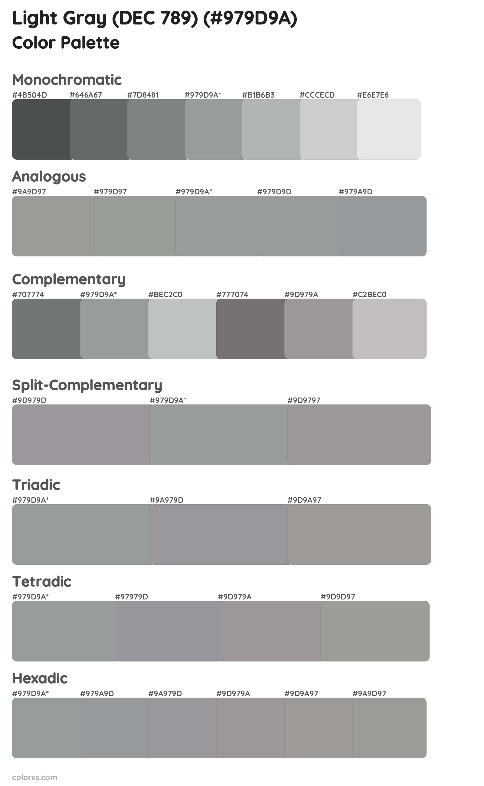 Light Gray (DEC 789) Color Scheme Palettes