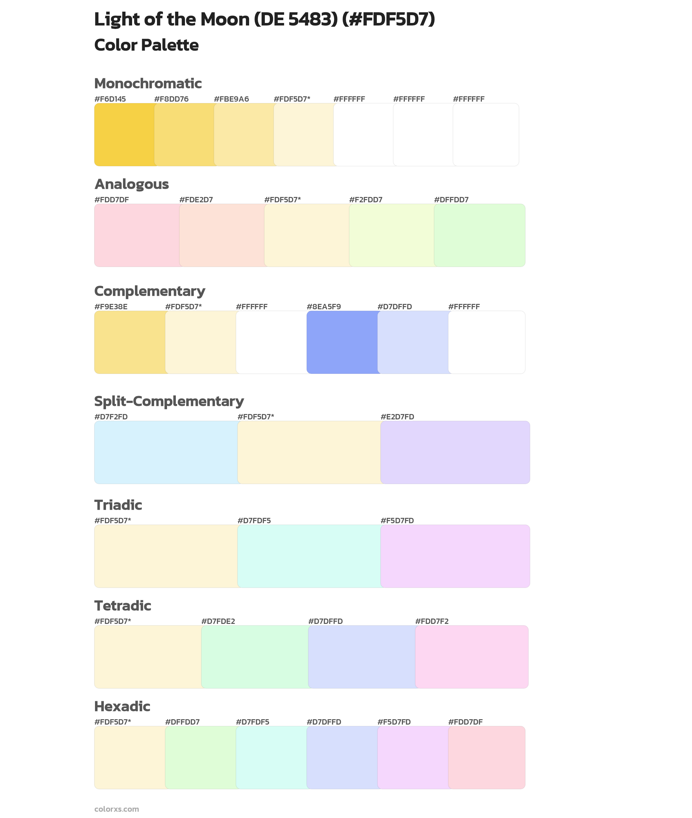 Light of the Moon (DE 5483) Color Scheme Palettes