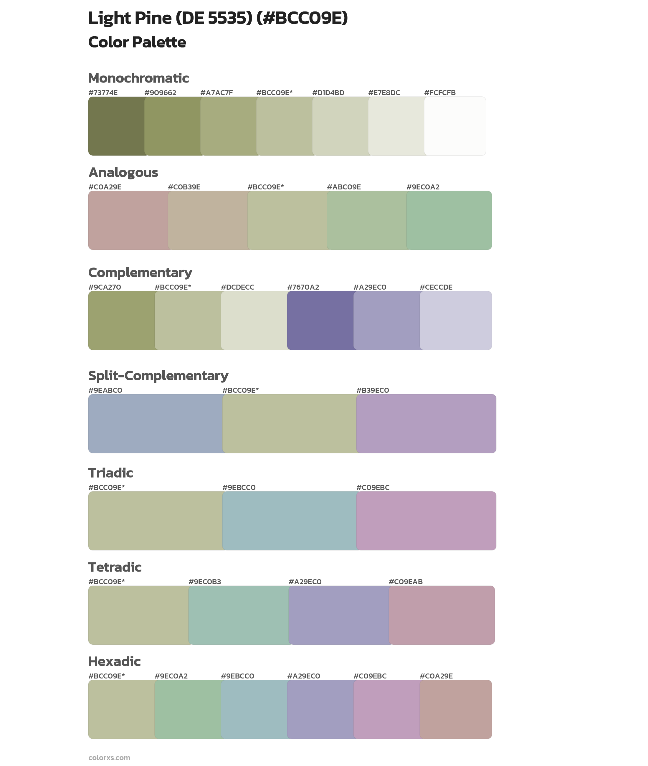 Light Pine (DE 5535) Color Scheme Palettes