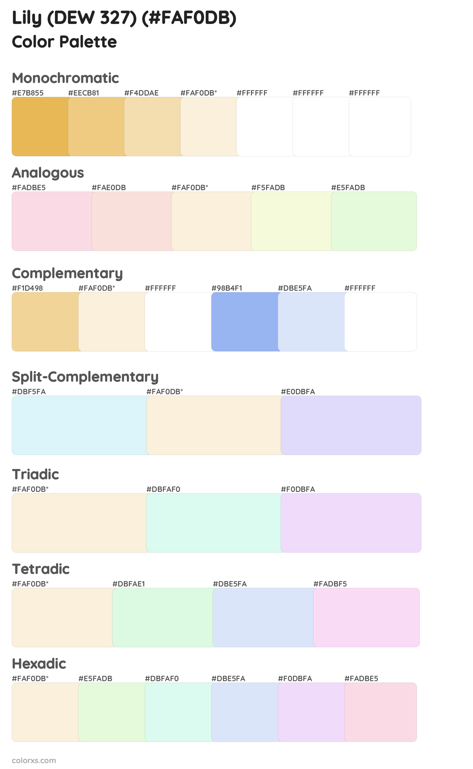 Lily (DEW 327) Color Scheme Palettes