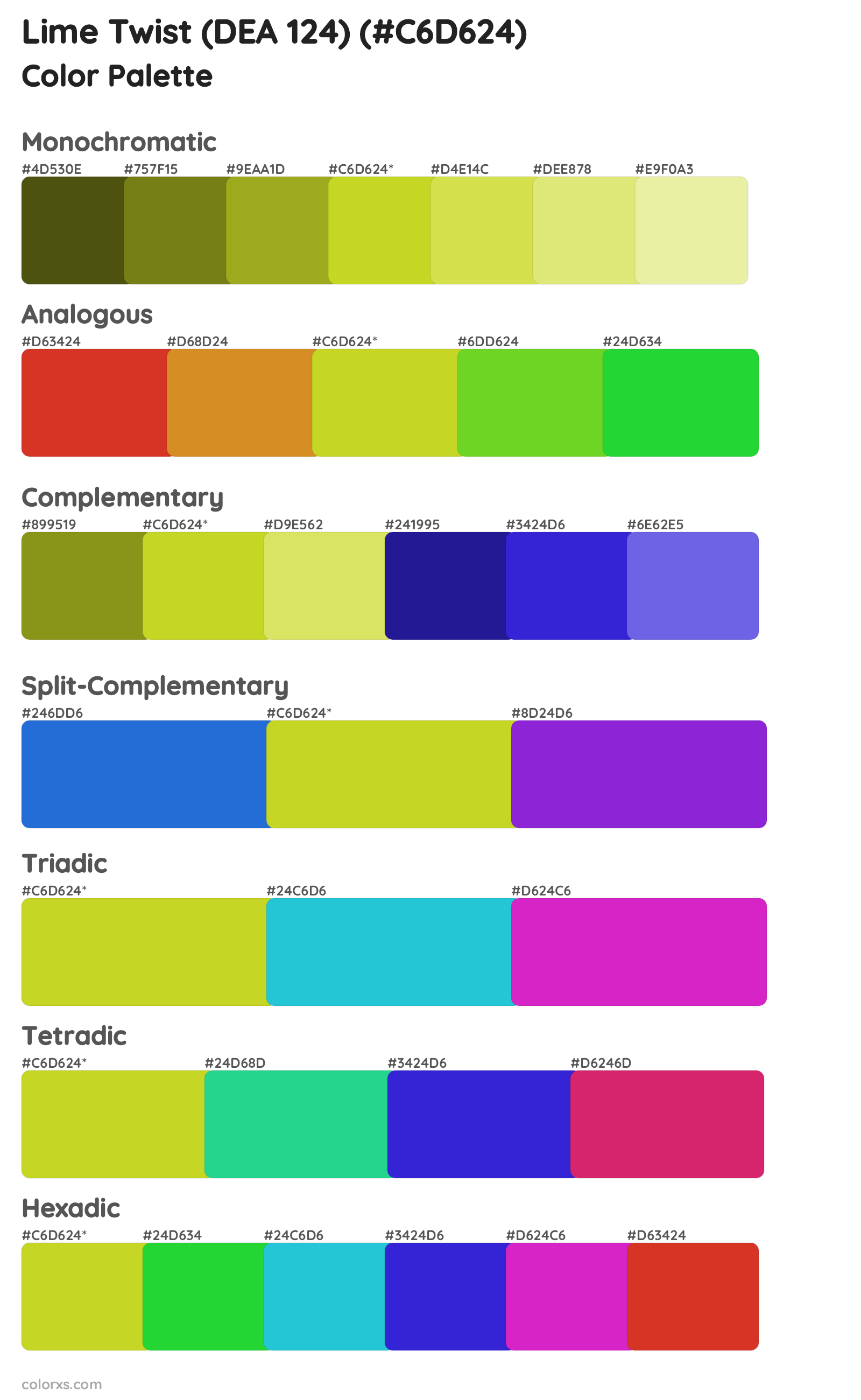 Lime Twist (DEA 124) Color Scheme Palettes