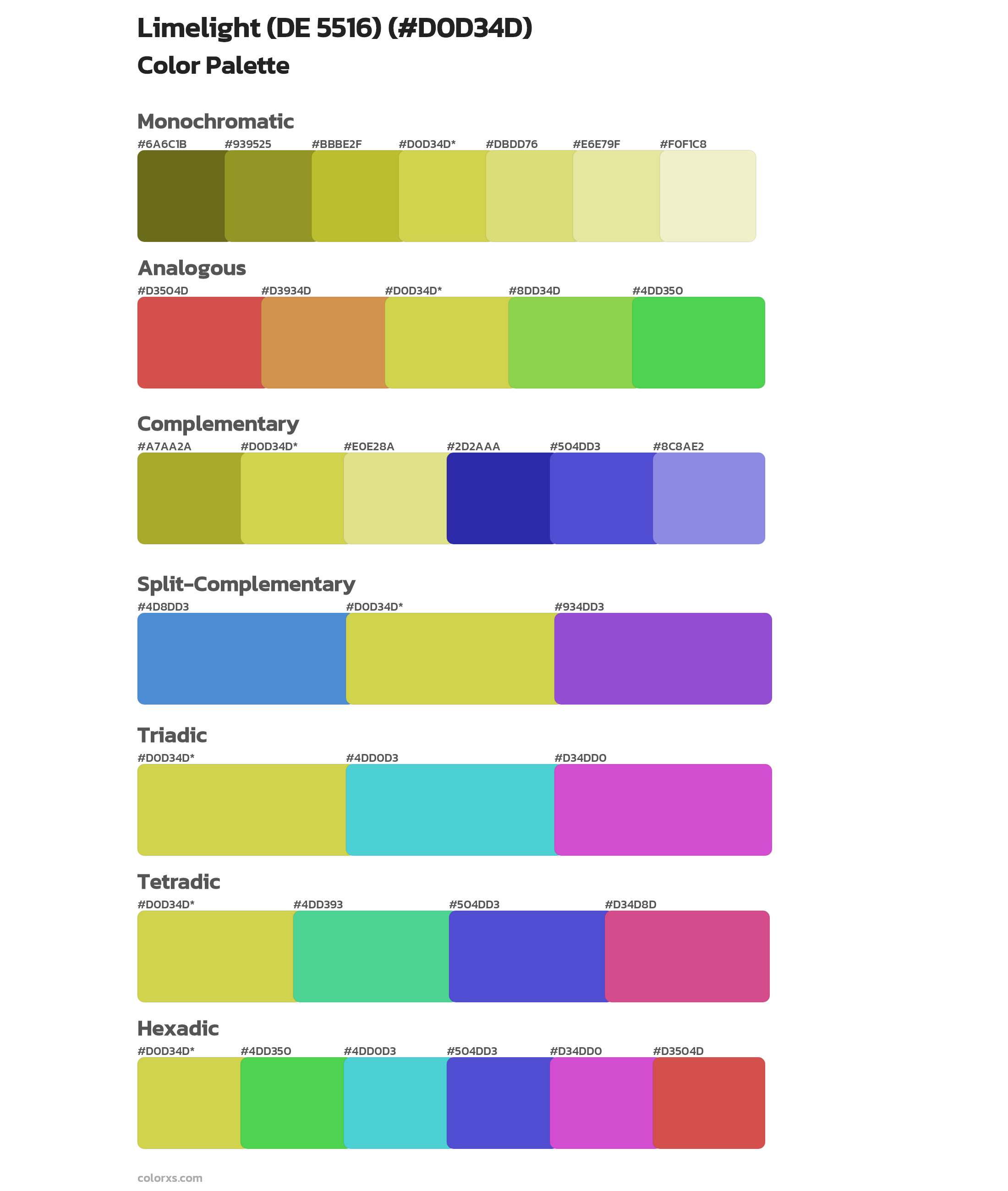 Limelight (DE 5516) Color Scheme Palettes
