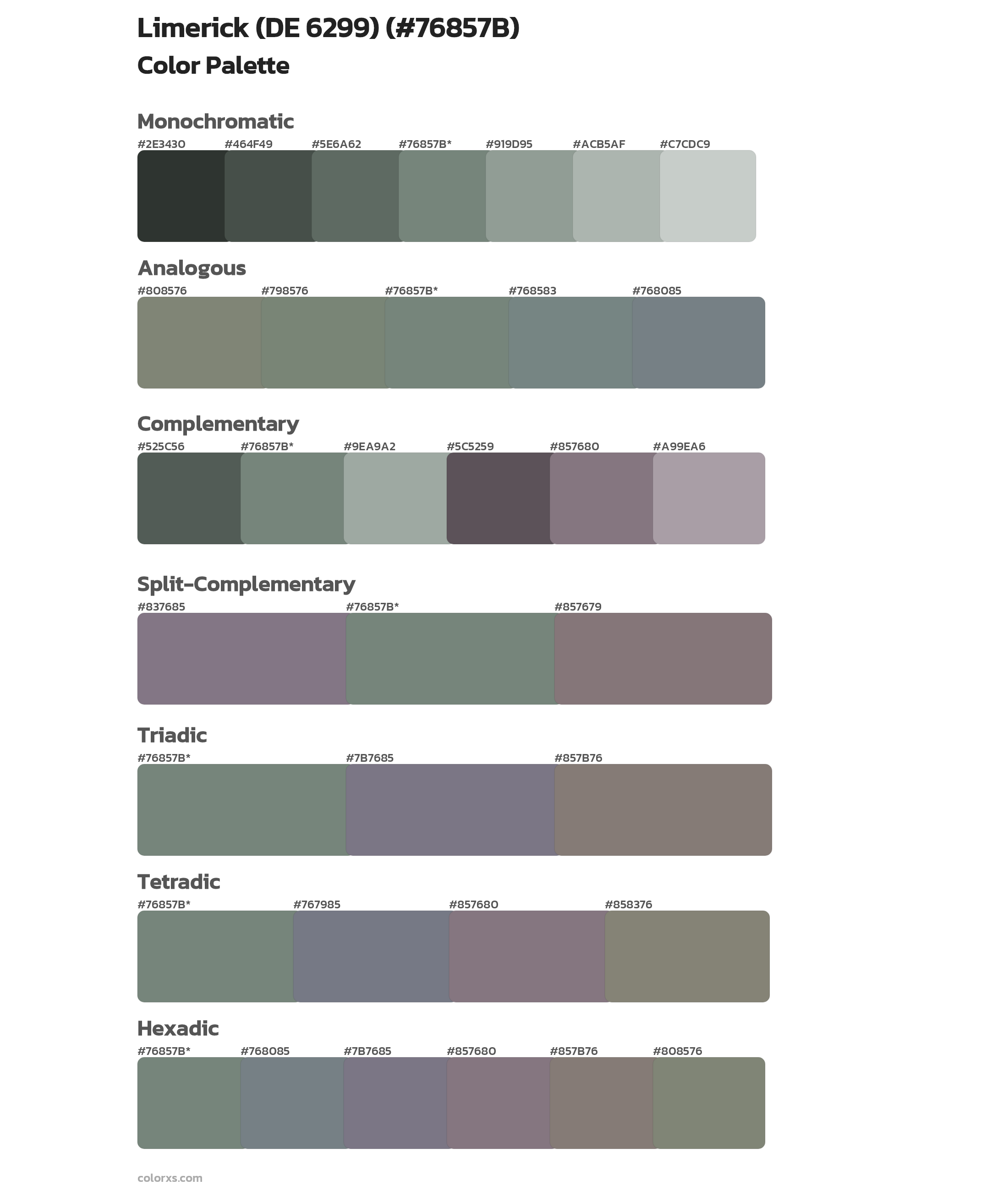 Limerick (DE 6299) Color Scheme Palettes