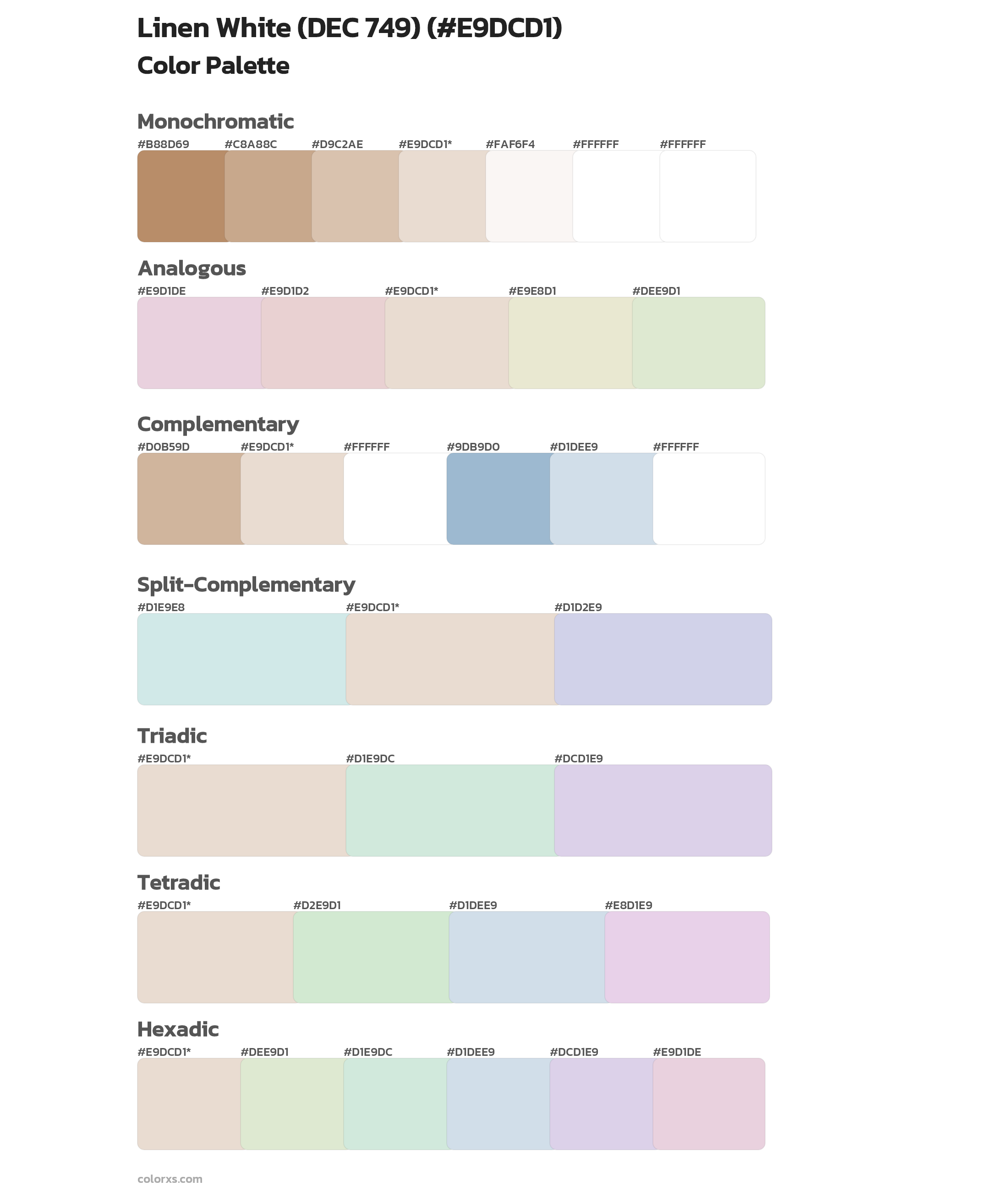 Linen White (DEC 749) Color Scheme Palettes
