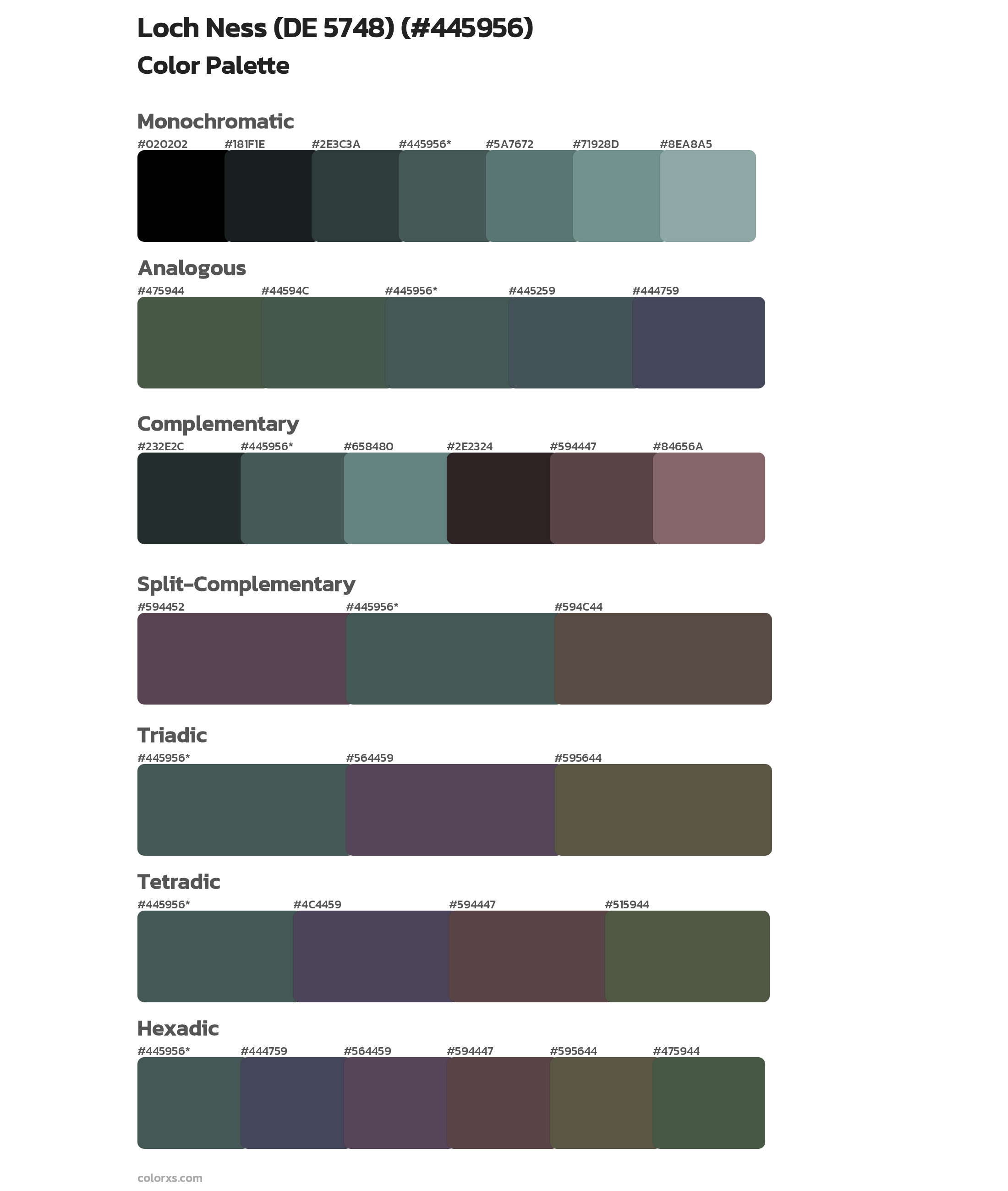 Loch Ness (DE 5748) Color Scheme Palettes