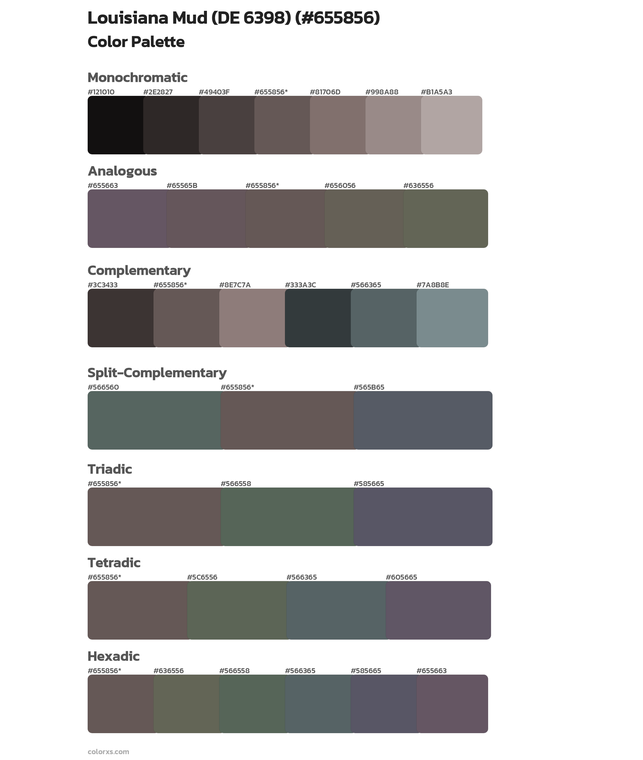 Louisiana Mud (DE 6398) Color Scheme Palettes