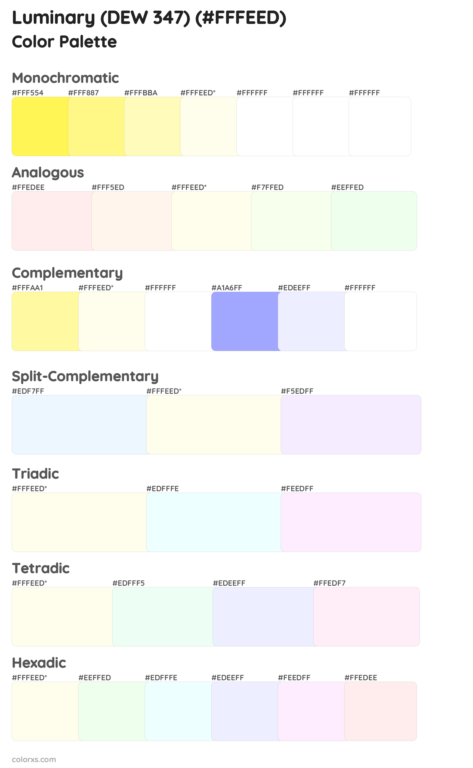 Luminary (DEW 347) Color Scheme Palettes