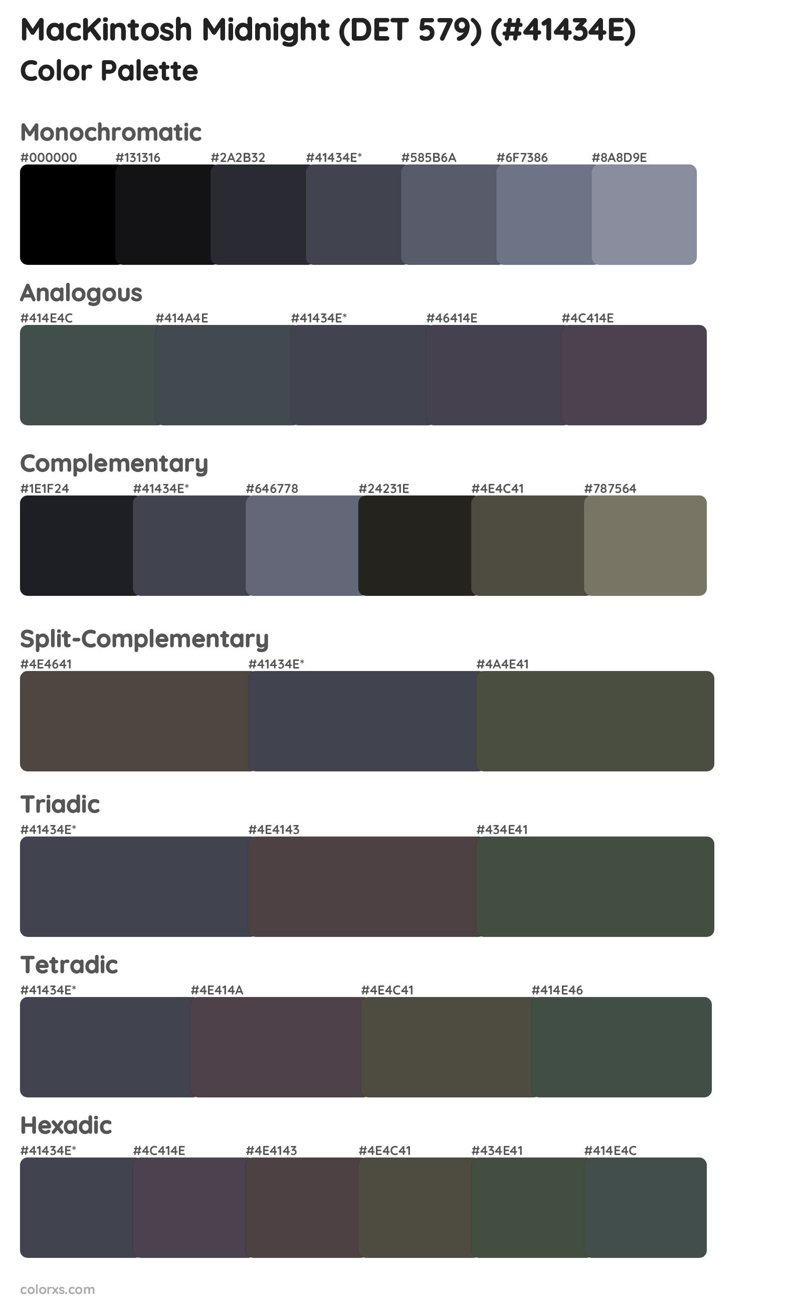 MacKintosh Midnight (DET 579) Color Scheme Palettes
