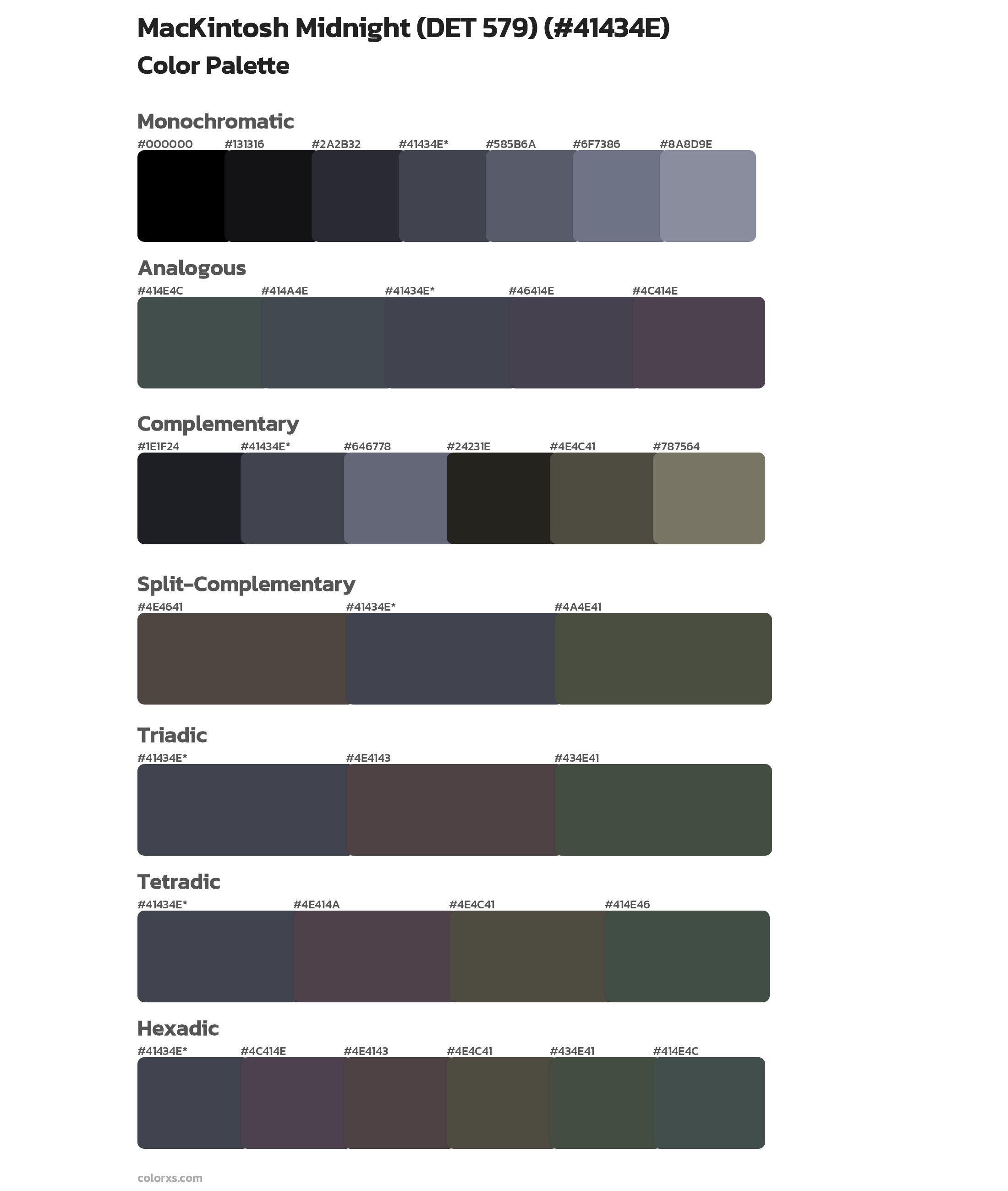 MacKintosh Midnight (DET 579) Color Scheme Palettes