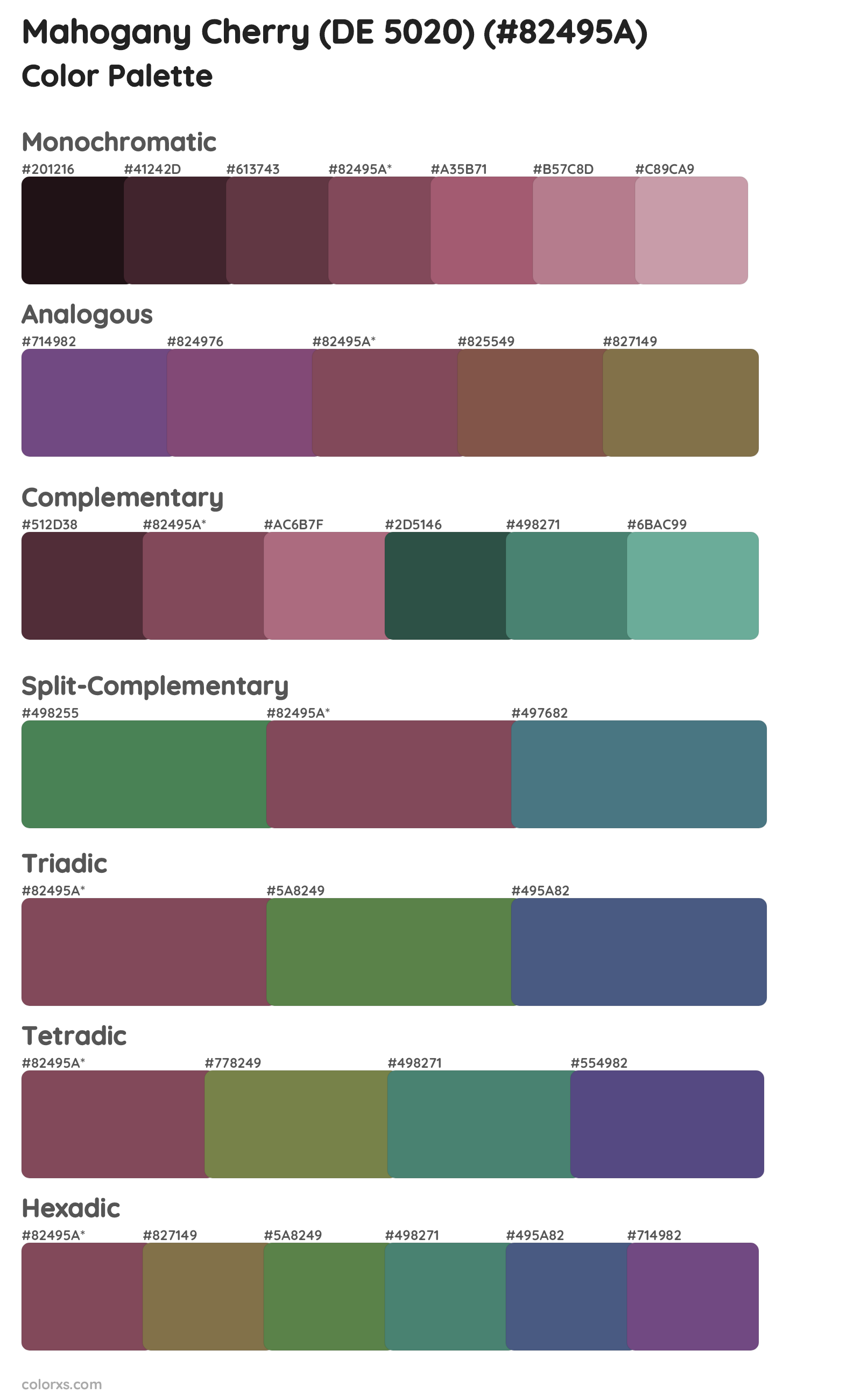 Mahogany Cherry (DE 5020) Color Scheme Palettes