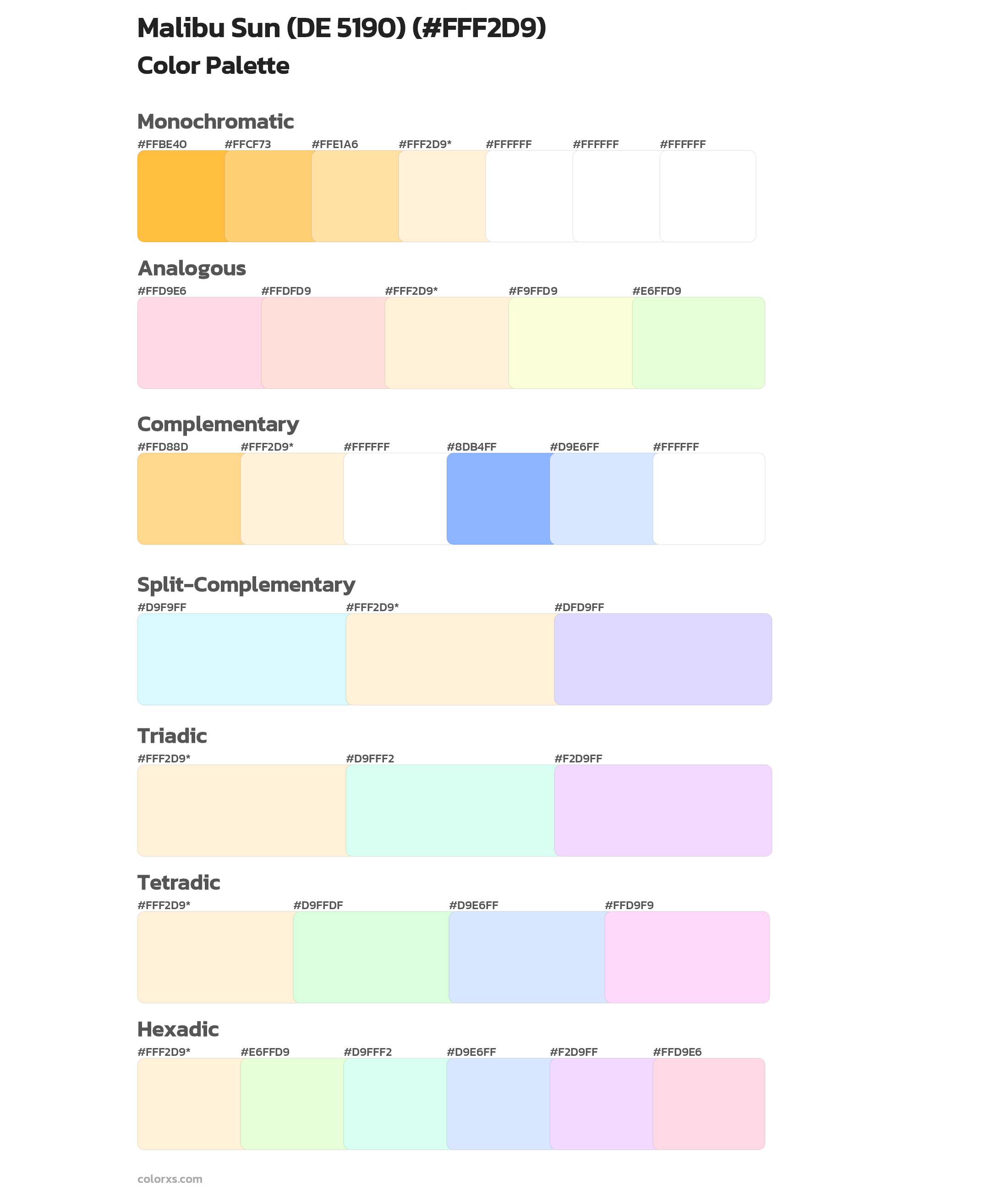 Malibu Sun (DE 5190) Color Scheme Palettes