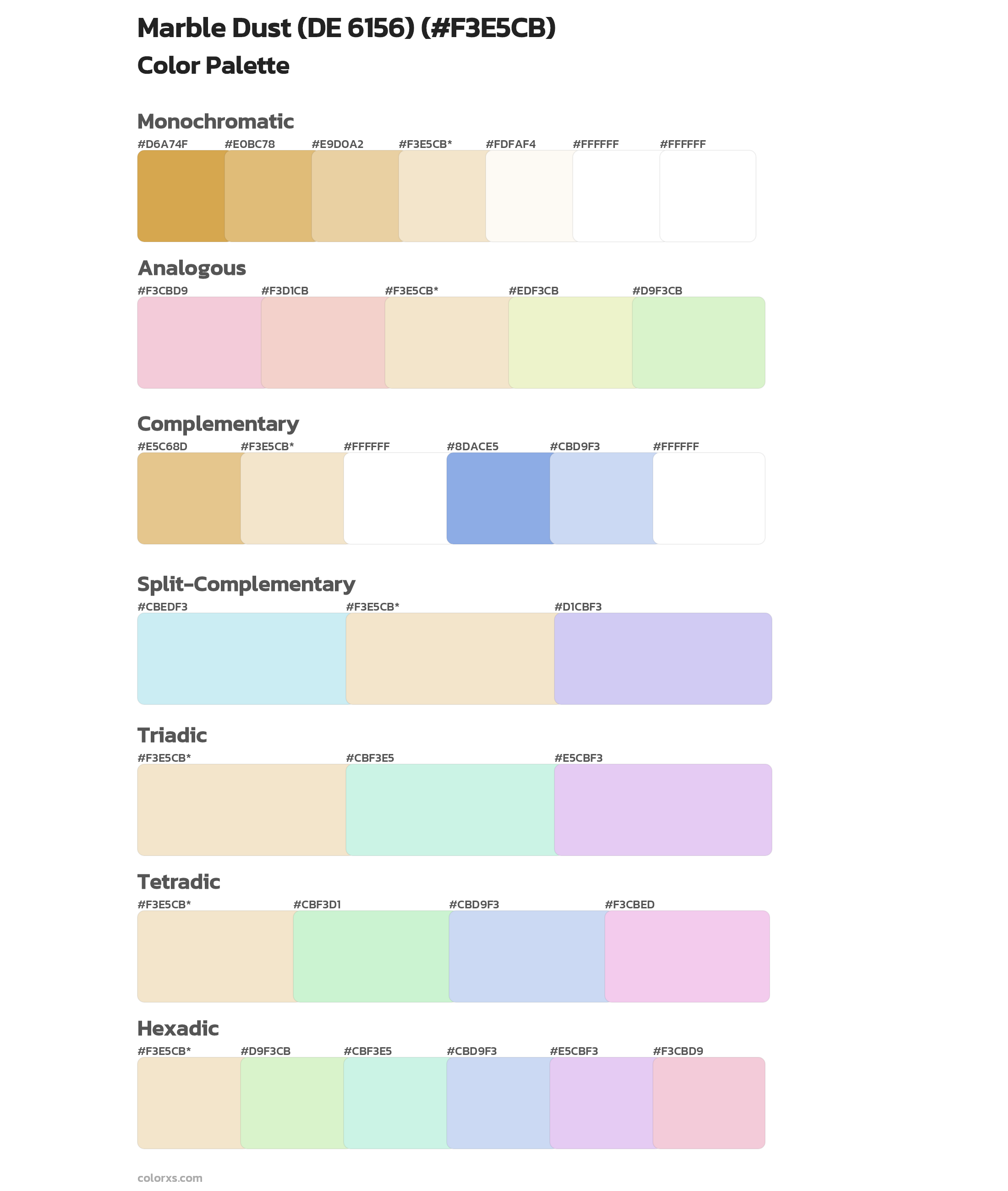 Marble Dust (DE 6156) Color Scheme Palettes