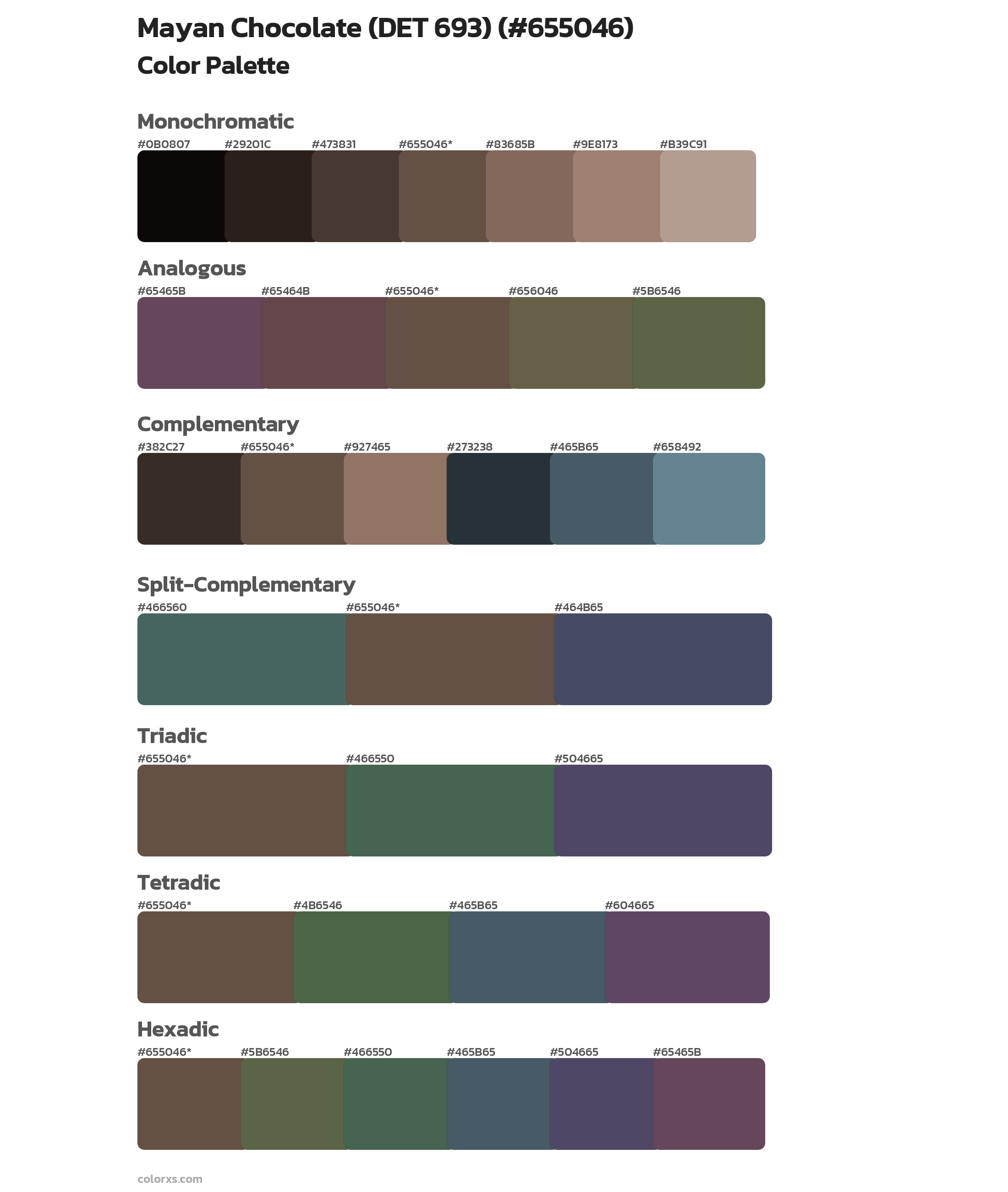 Mayan Chocolate (DET 693) Color Scheme Palettes