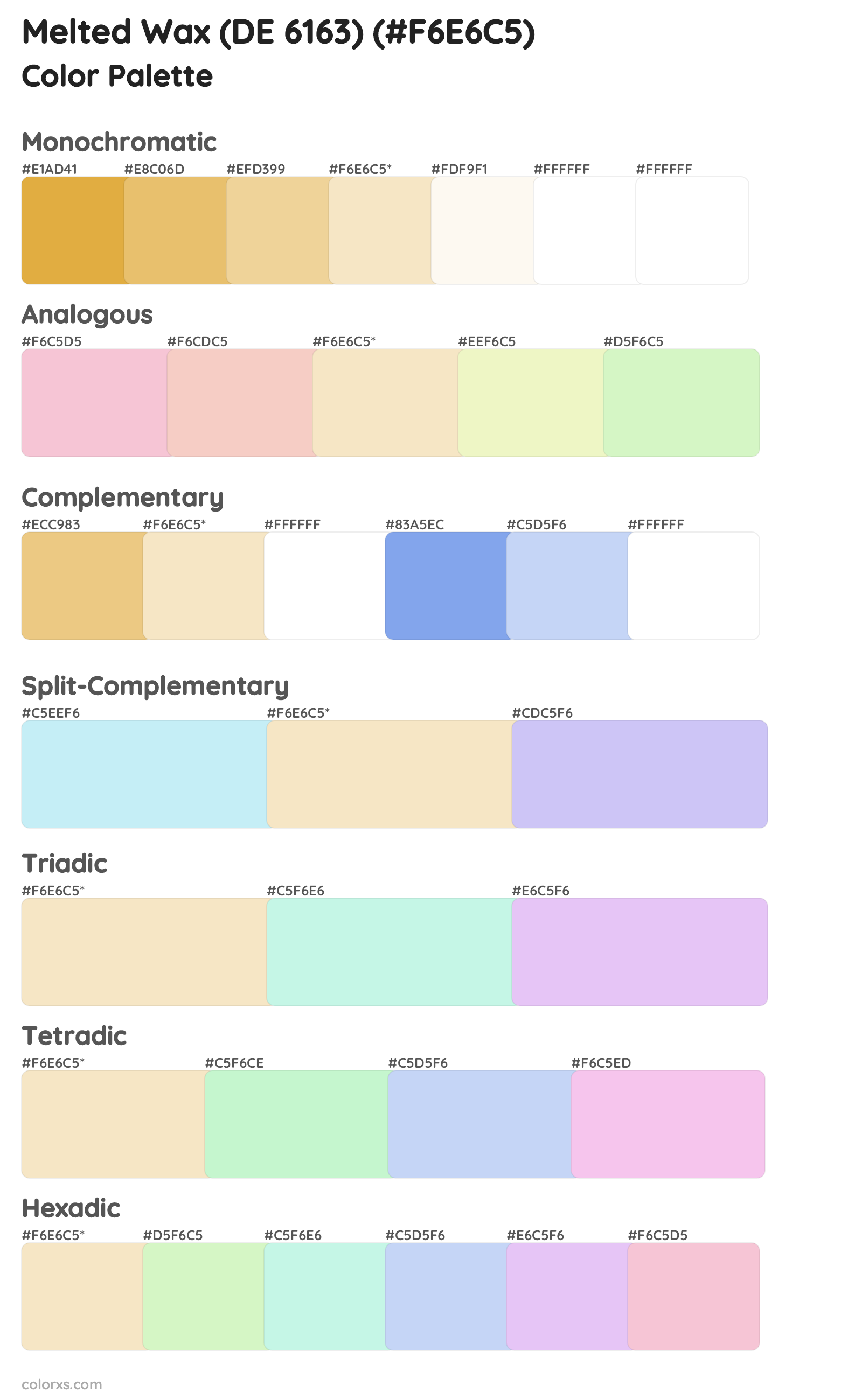 Melted Wax (DE 6163) Color Scheme Palettes
