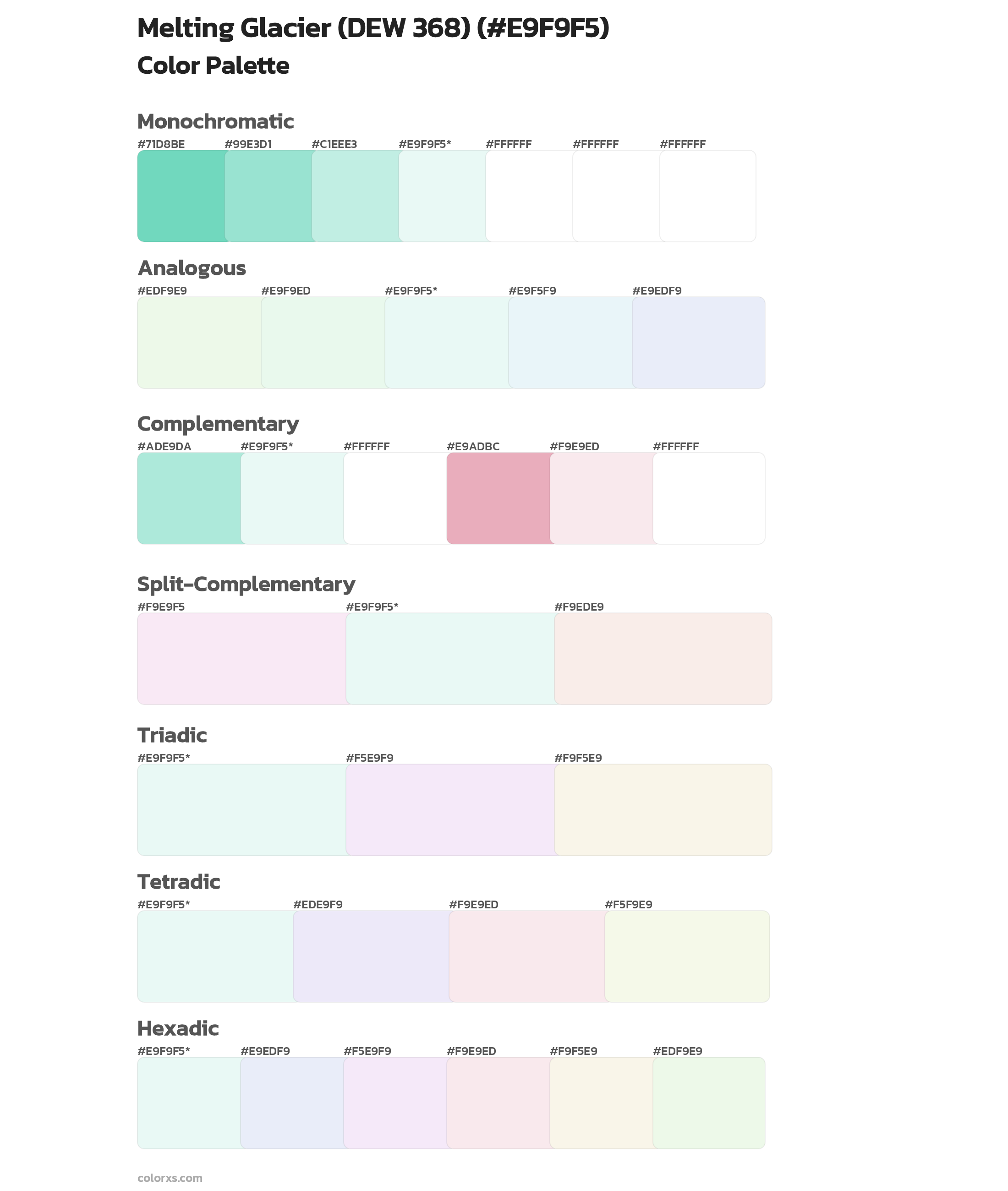 Melting Glacier (DEW 368) Color Scheme Palettes