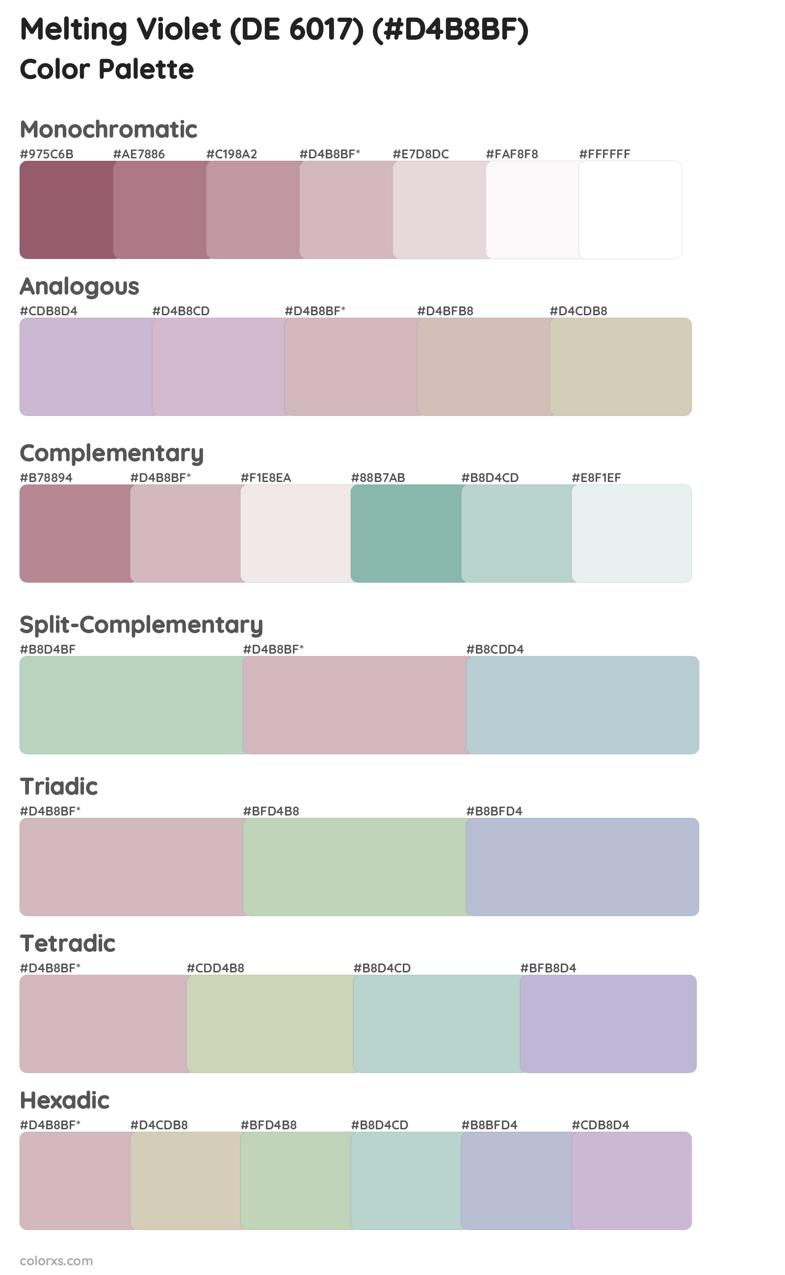 Melting Violet (DE 6017) Color Scheme Palettes