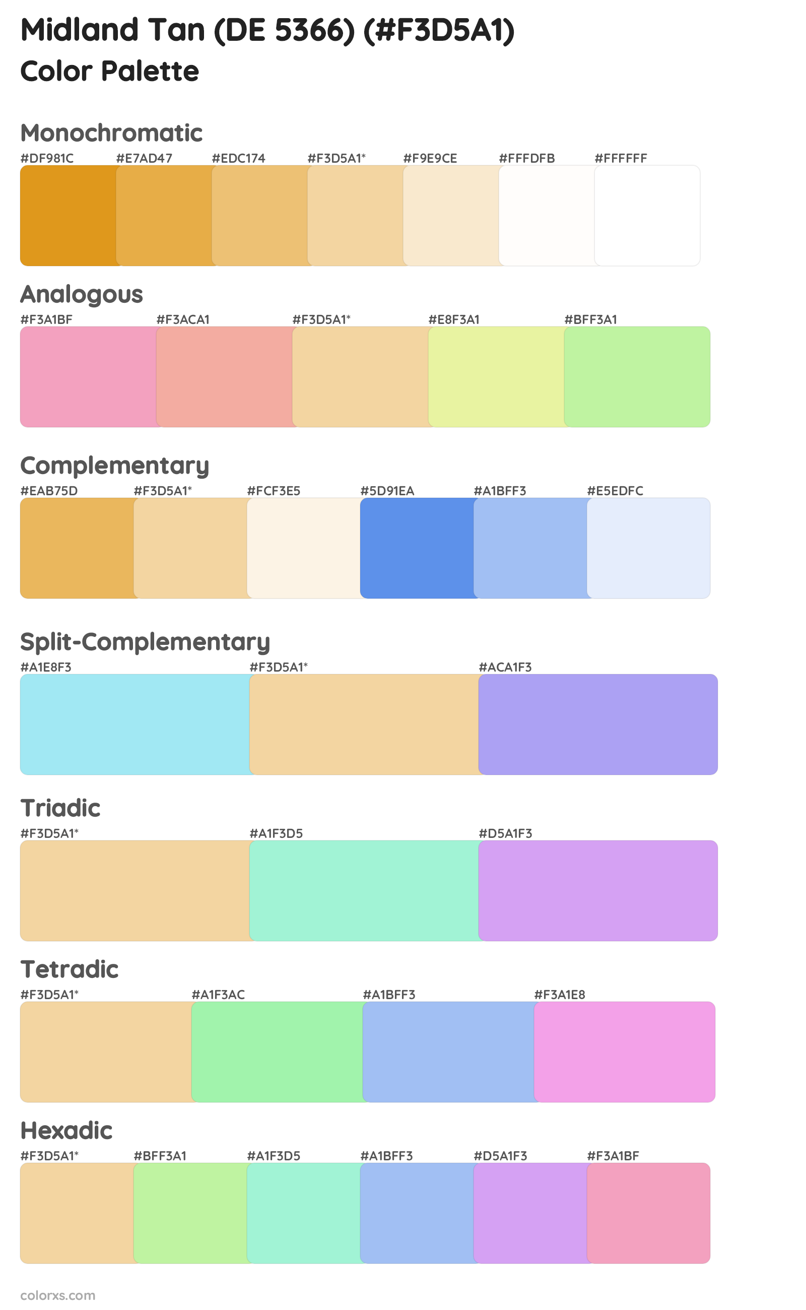 Midland Tan (DE 5366) Color Scheme Palettes