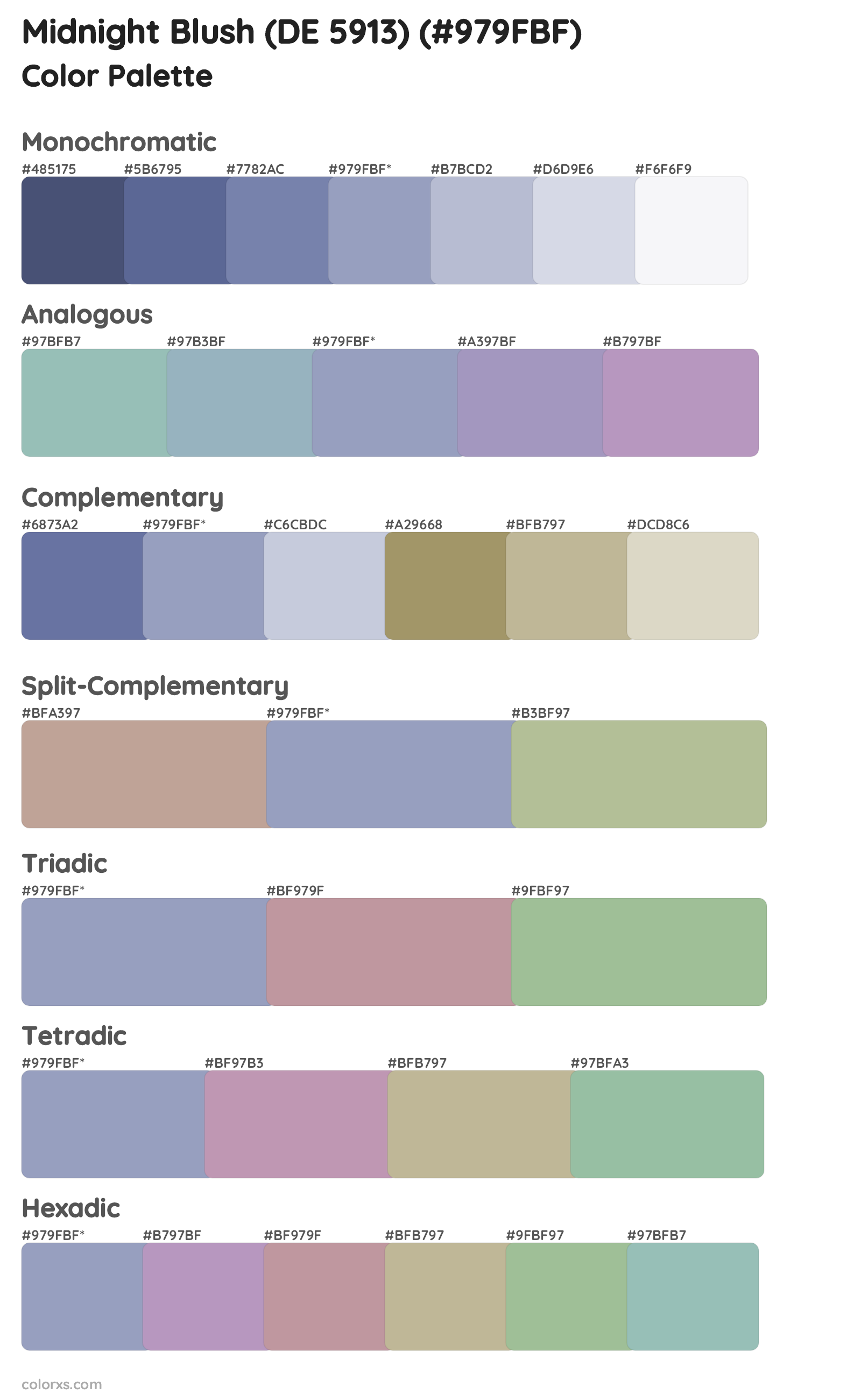 Midnight Blush (DE 5913) Color Scheme Palettes