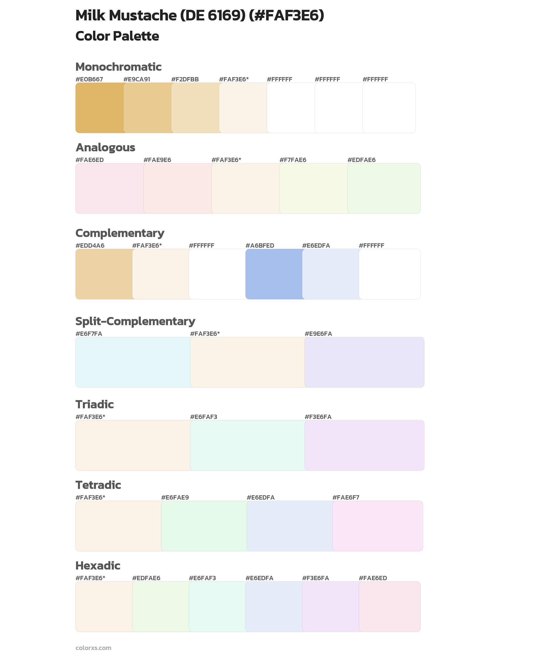 Milk Mustache (DE 6169) Color Scheme Palettes