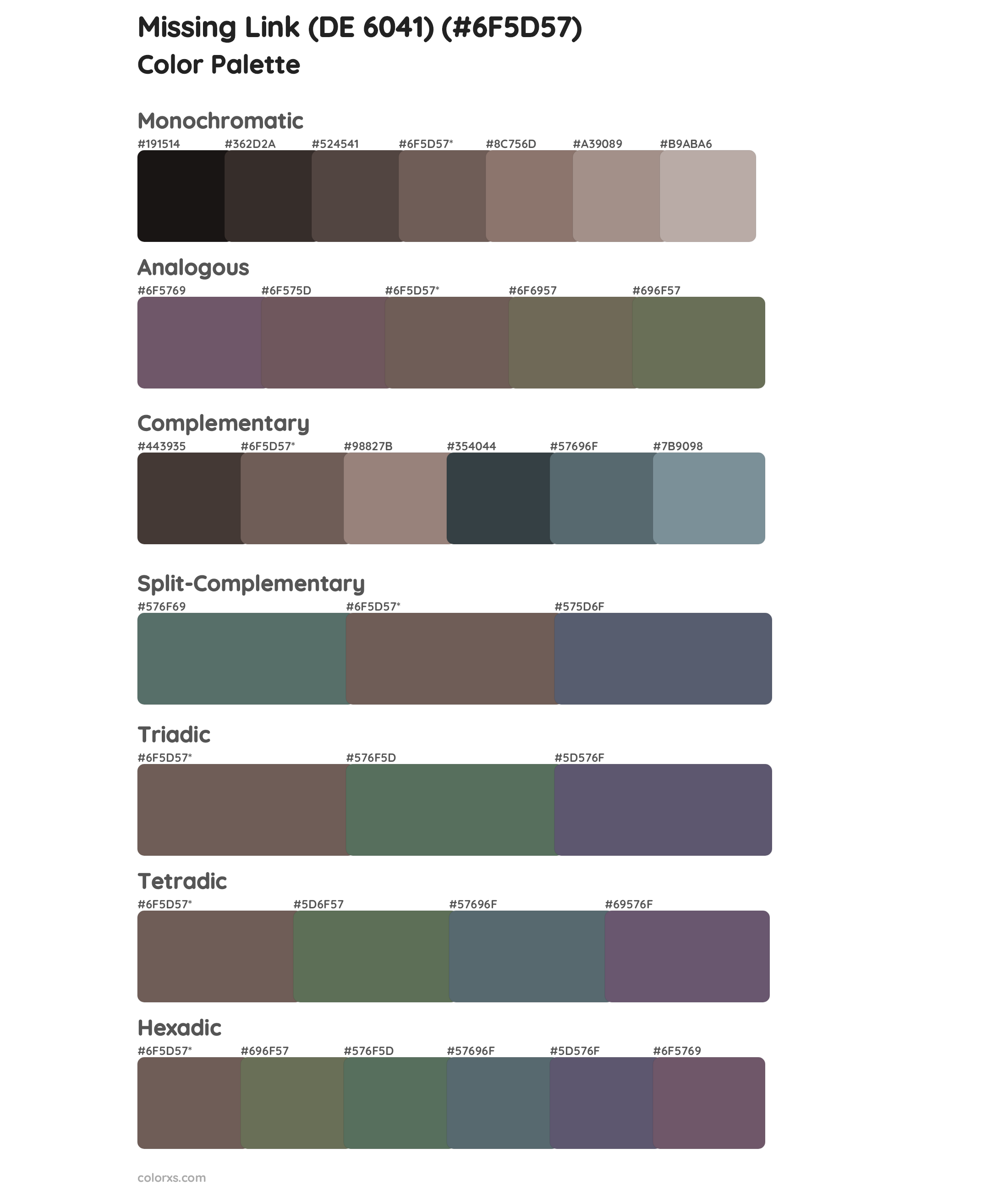 Missing Link (DE 6041) Color Scheme Palettes