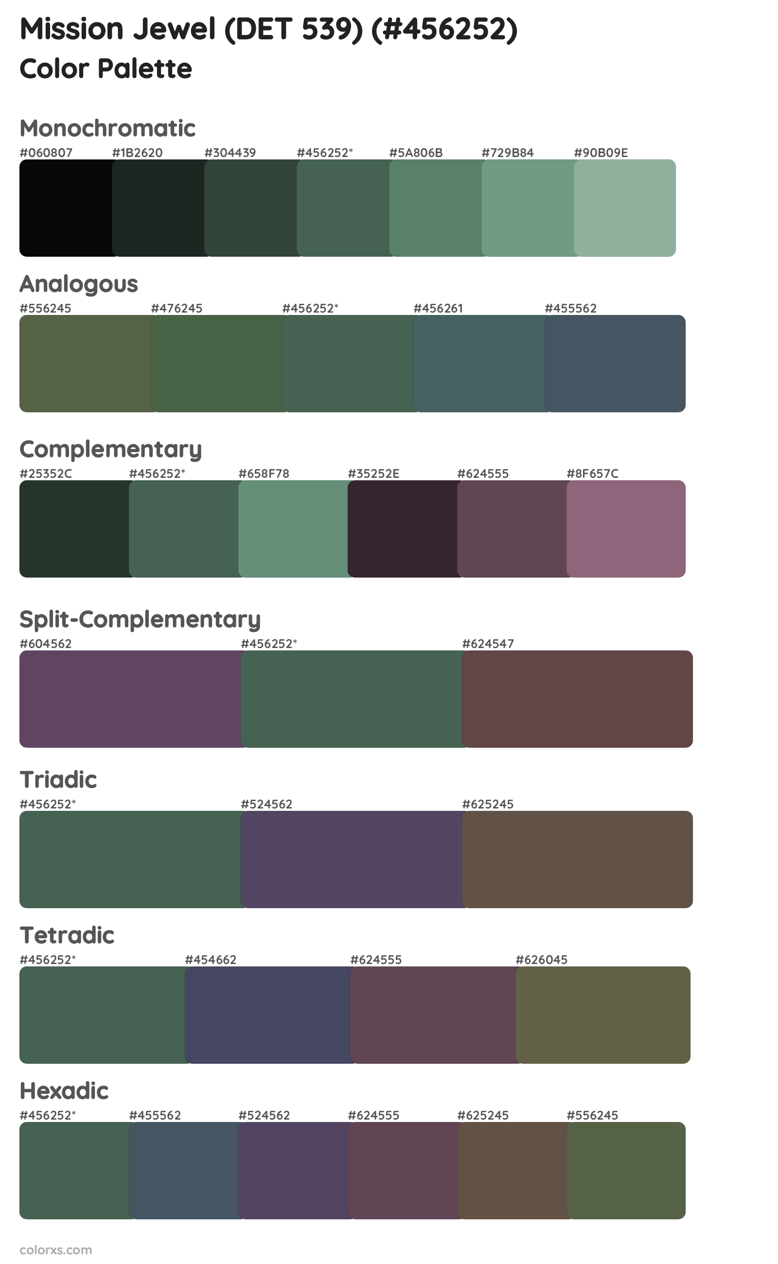 Mission Jewel (DET 539) Color Scheme Palettes
