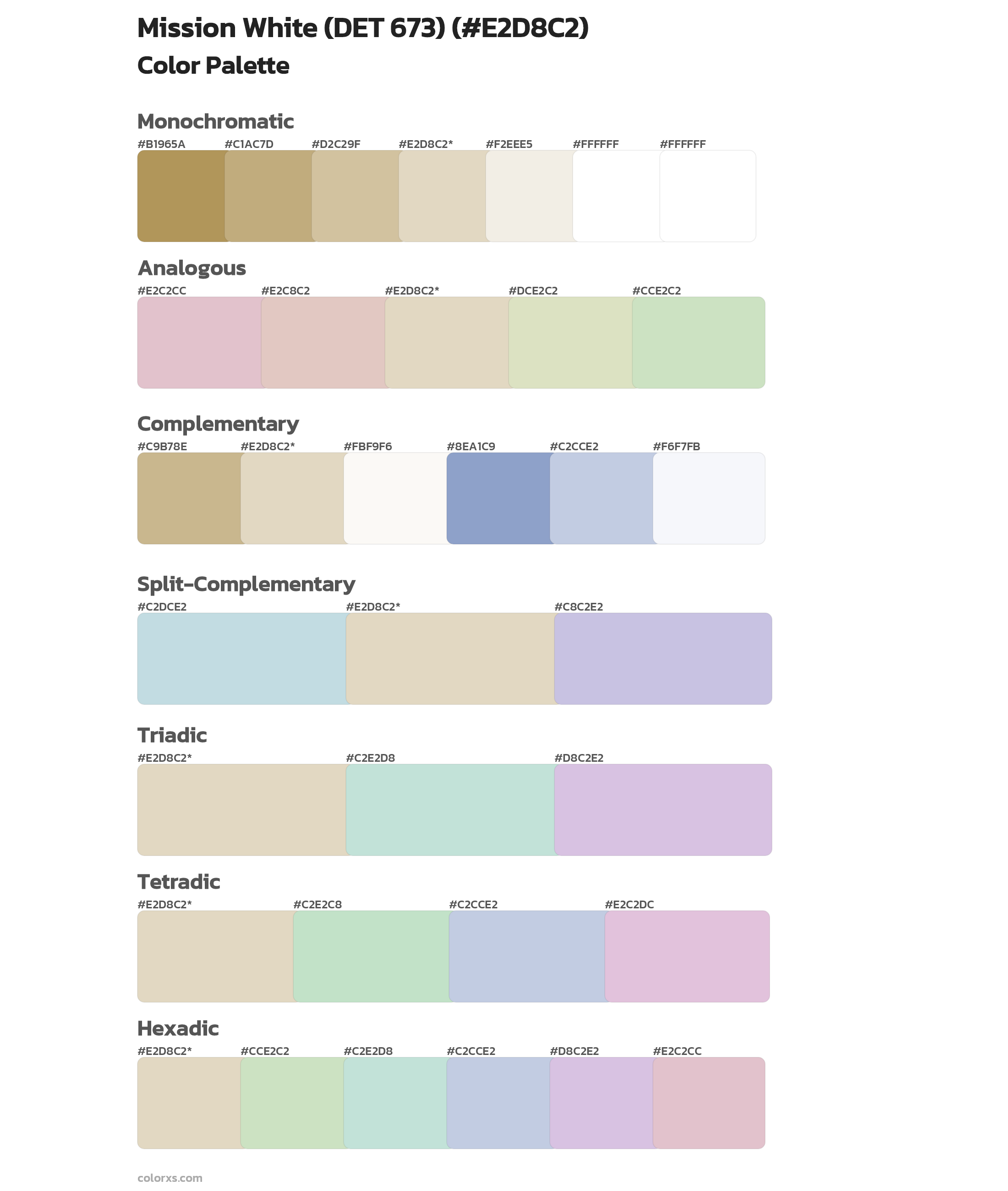 Mission White (DET 673) Color Scheme Palettes