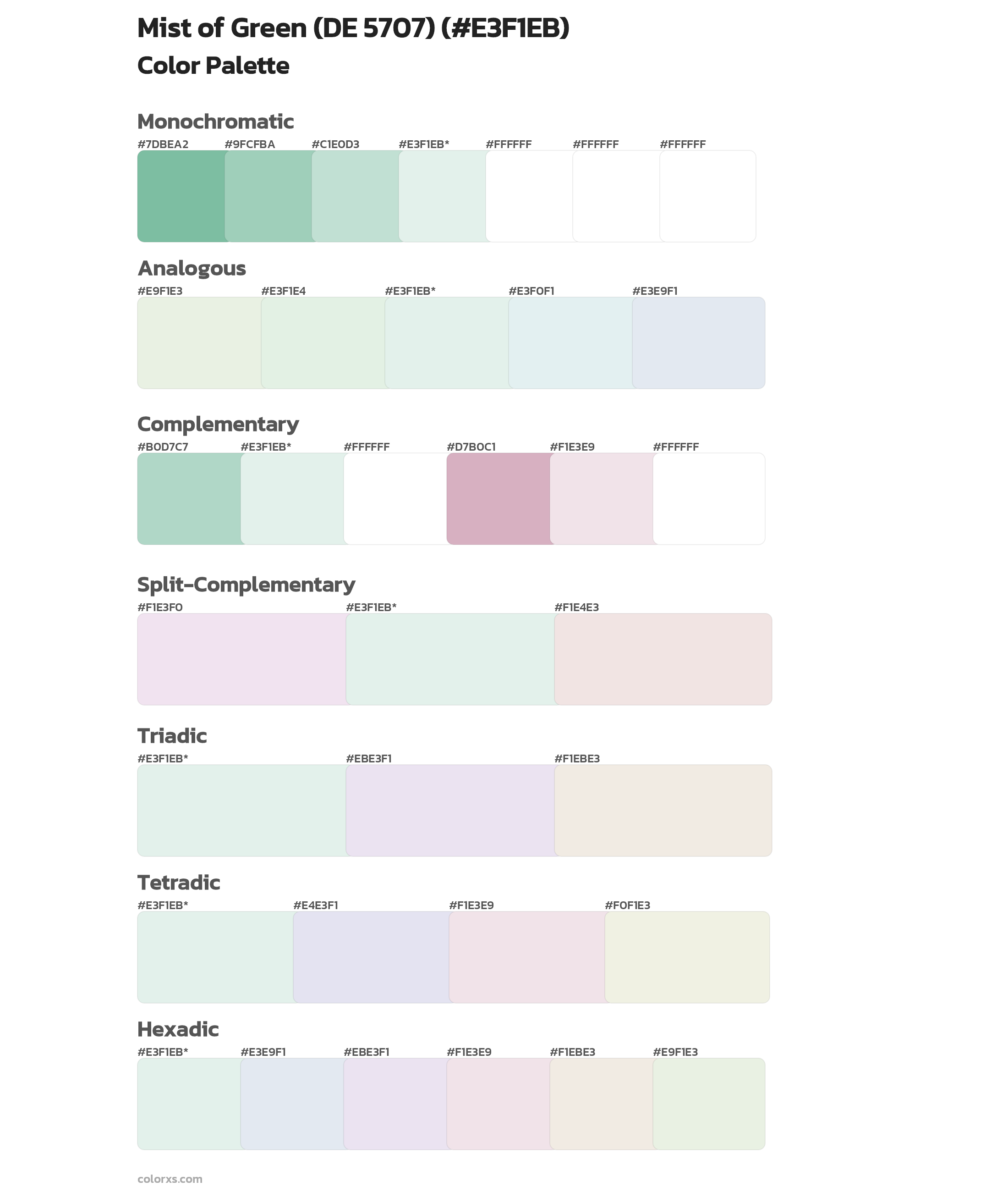 Mist of Green (DE 5707) Color Scheme Palettes