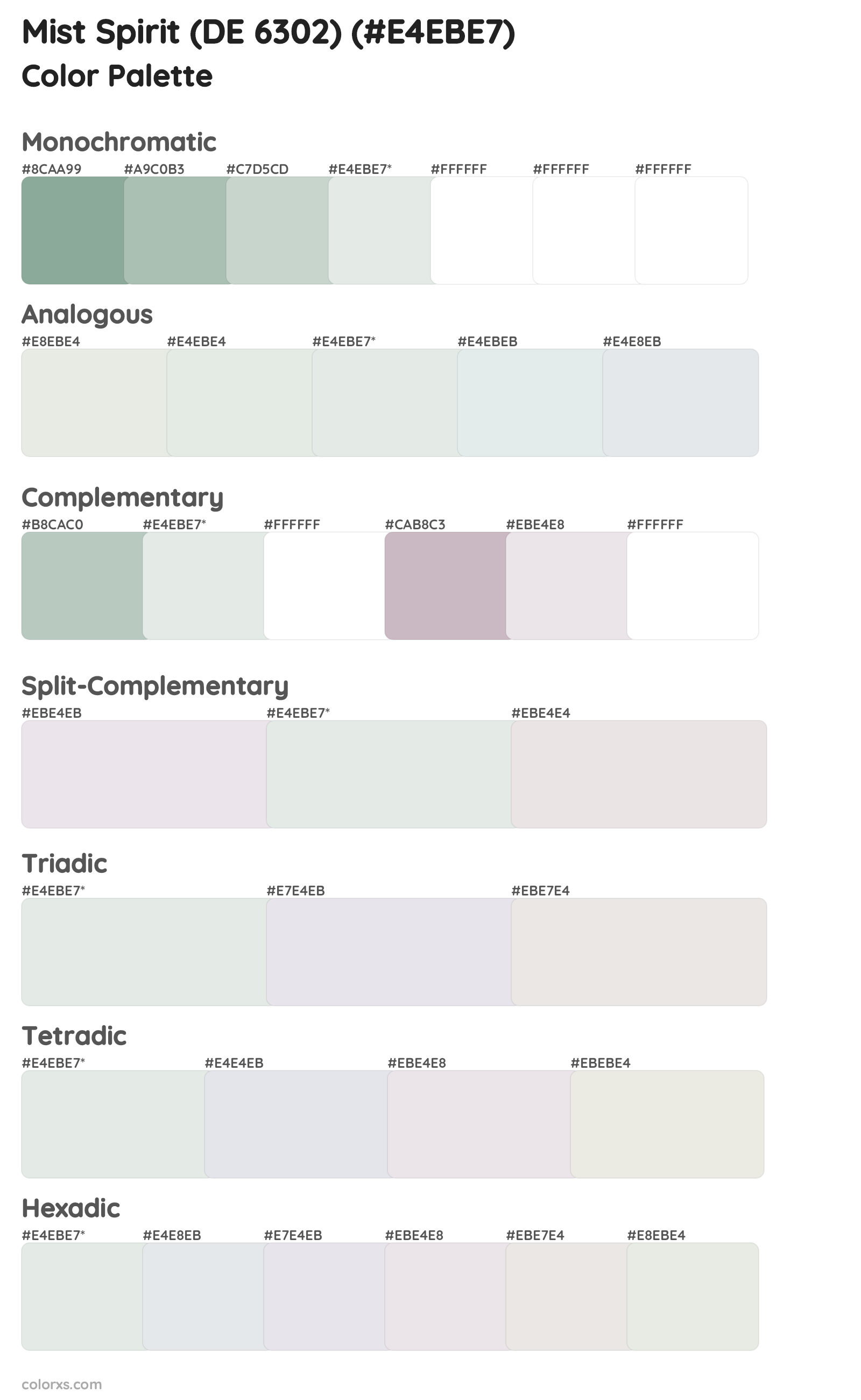 Mist Spirit (DE 6302) Color Scheme Palettes