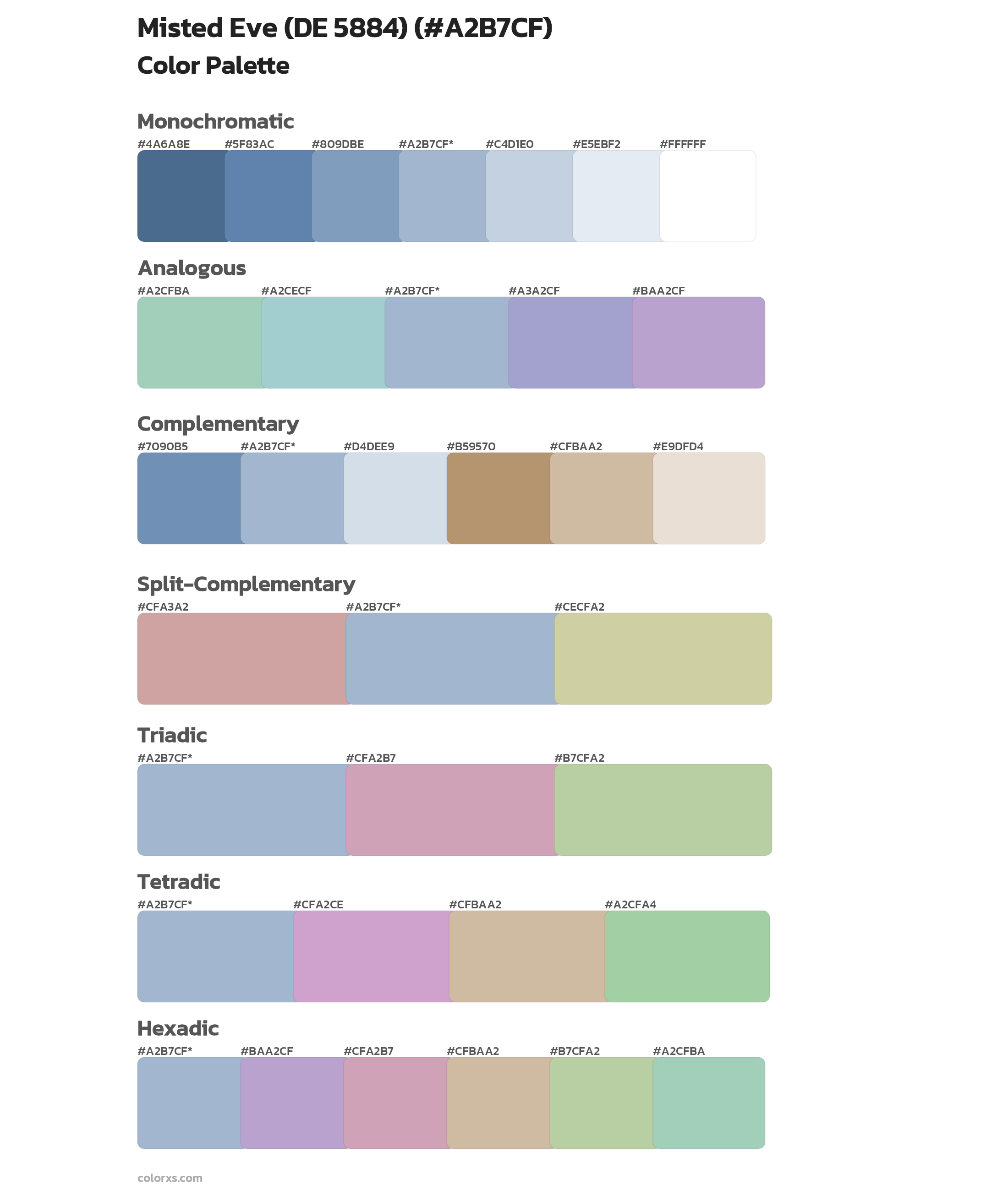 Misted Eve (DE 5884) Color Scheme Palettes