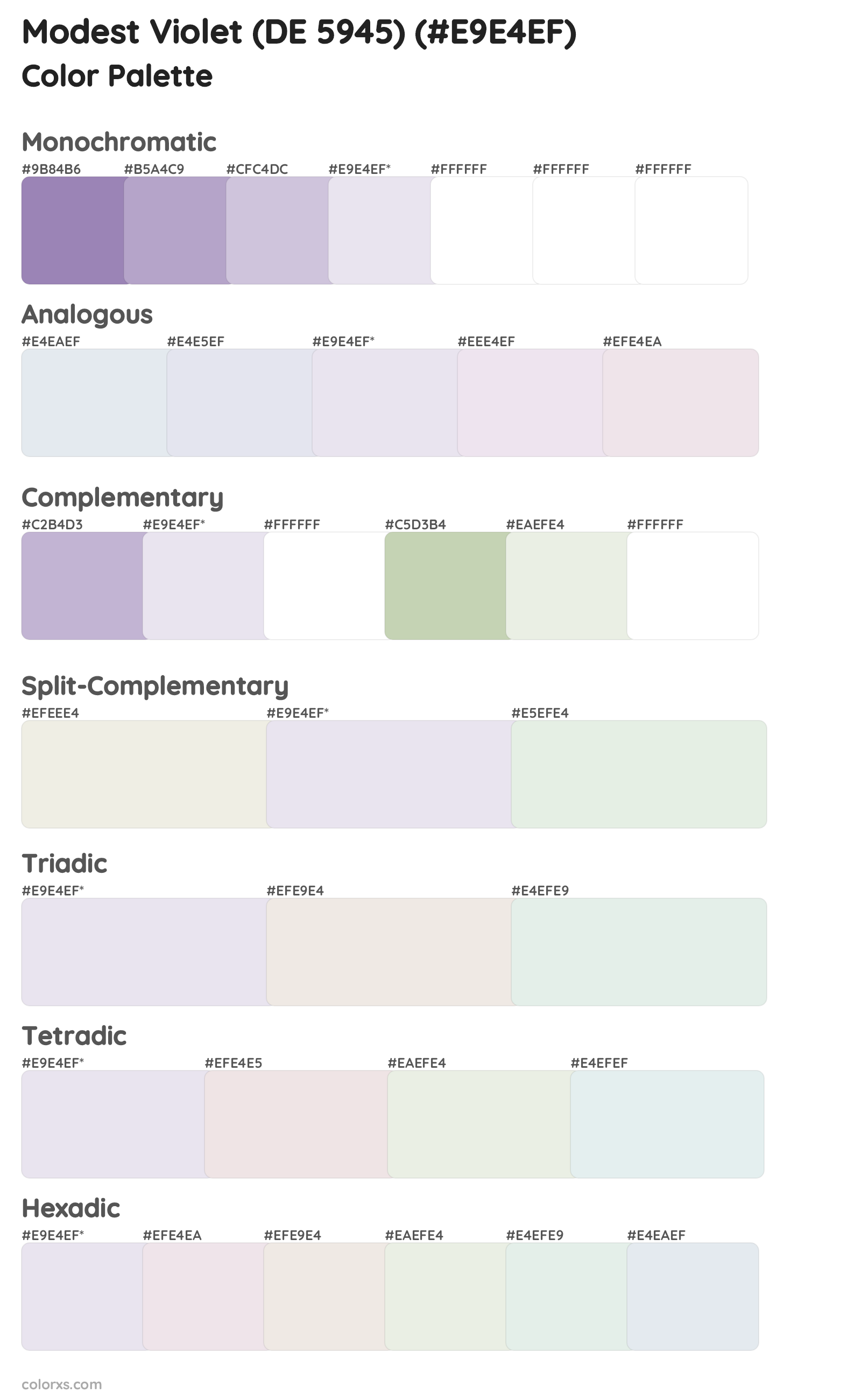Modest Violet (DE 5945) Color Scheme Palettes
