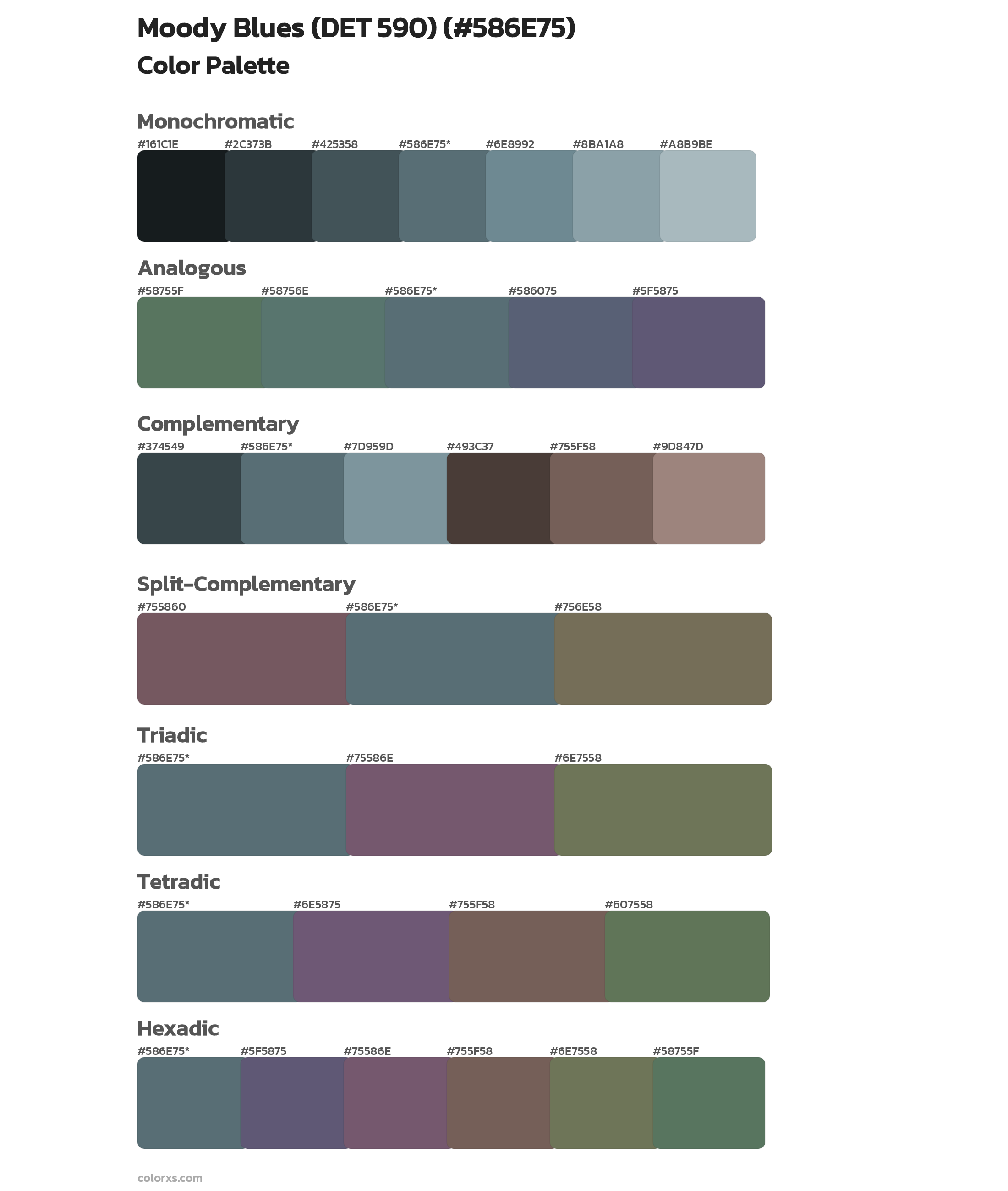 Moody Blues (DET 590) Color Scheme Palettes