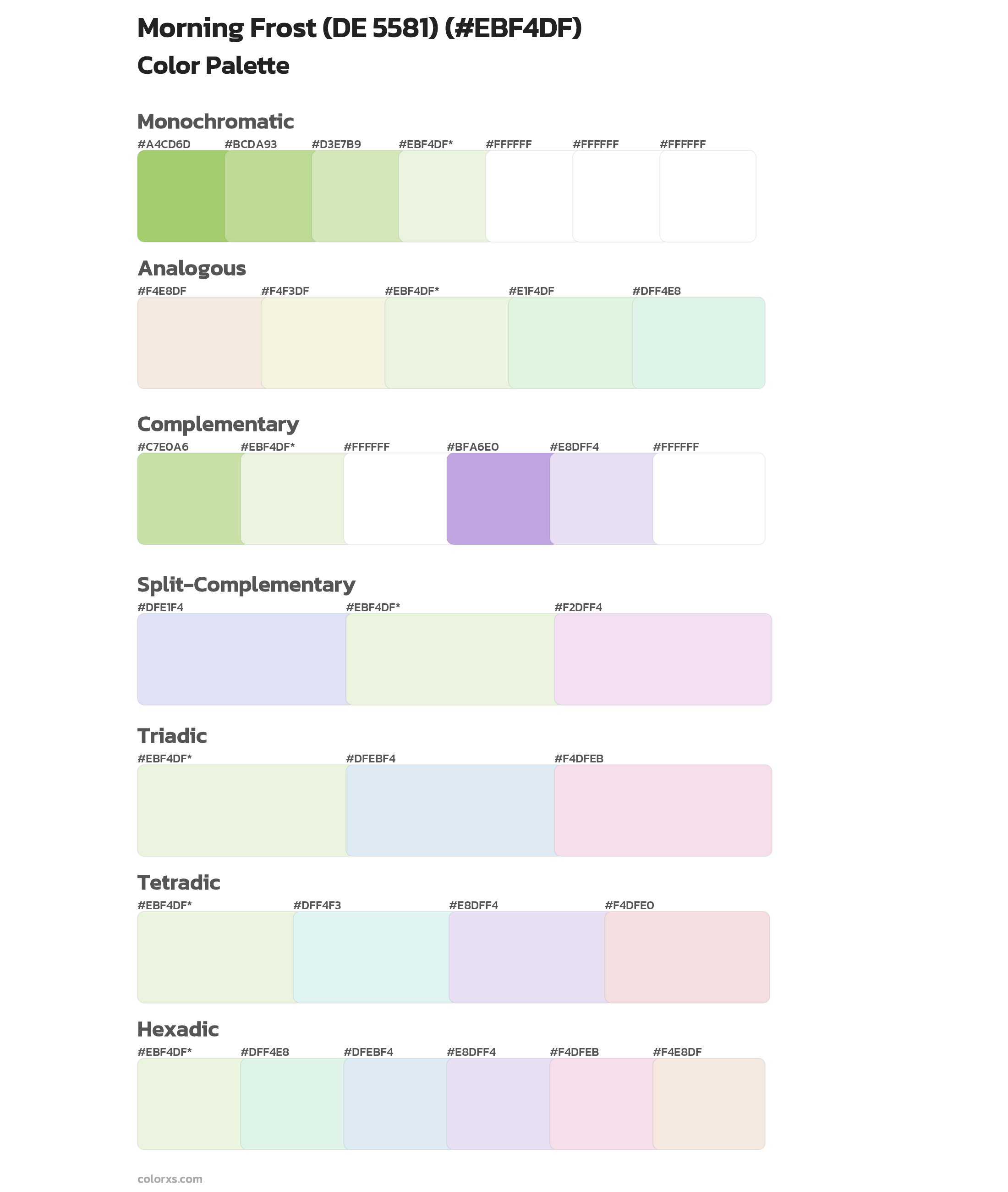 Morning Frost (DE 5581) Color Scheme Palettes
