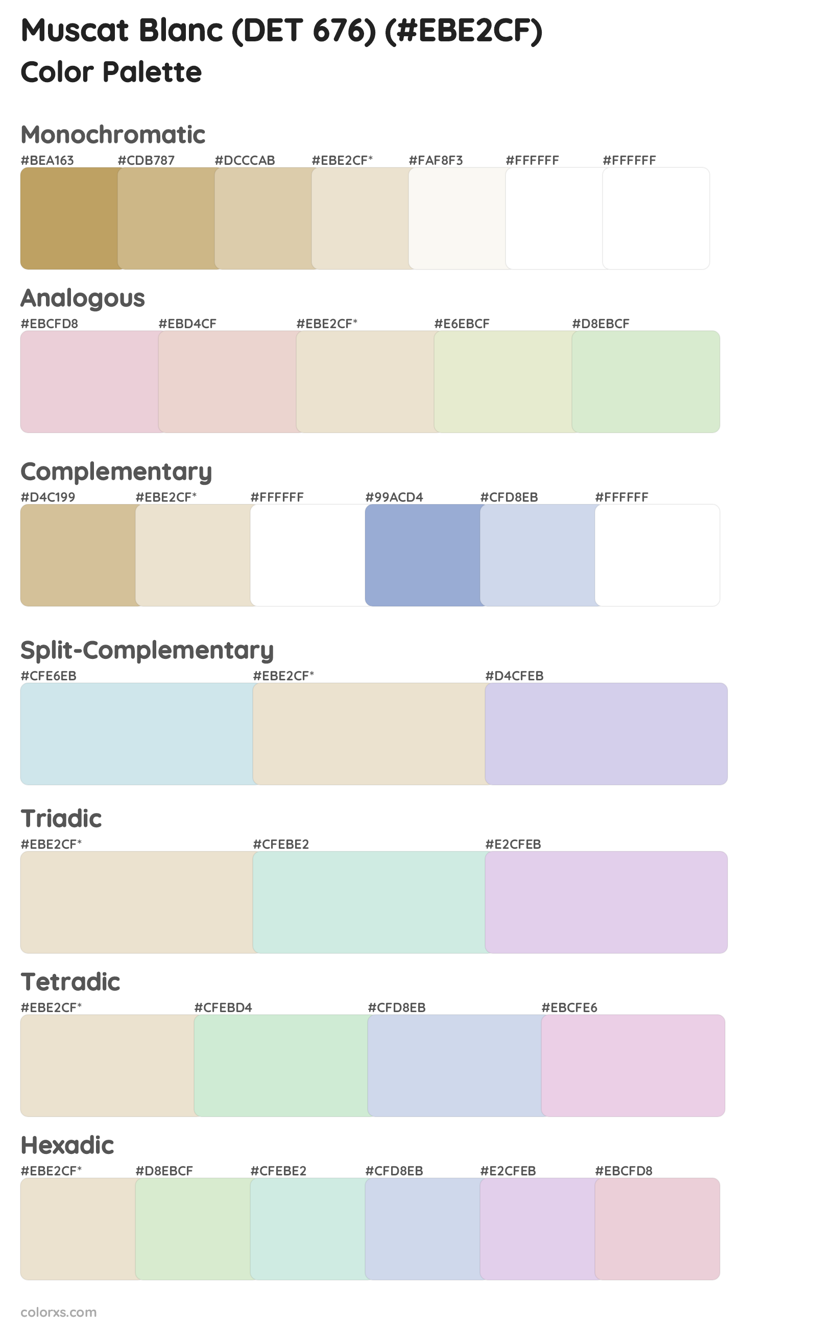 Muscat Blanc (DET 676) Color Scheme Palettes