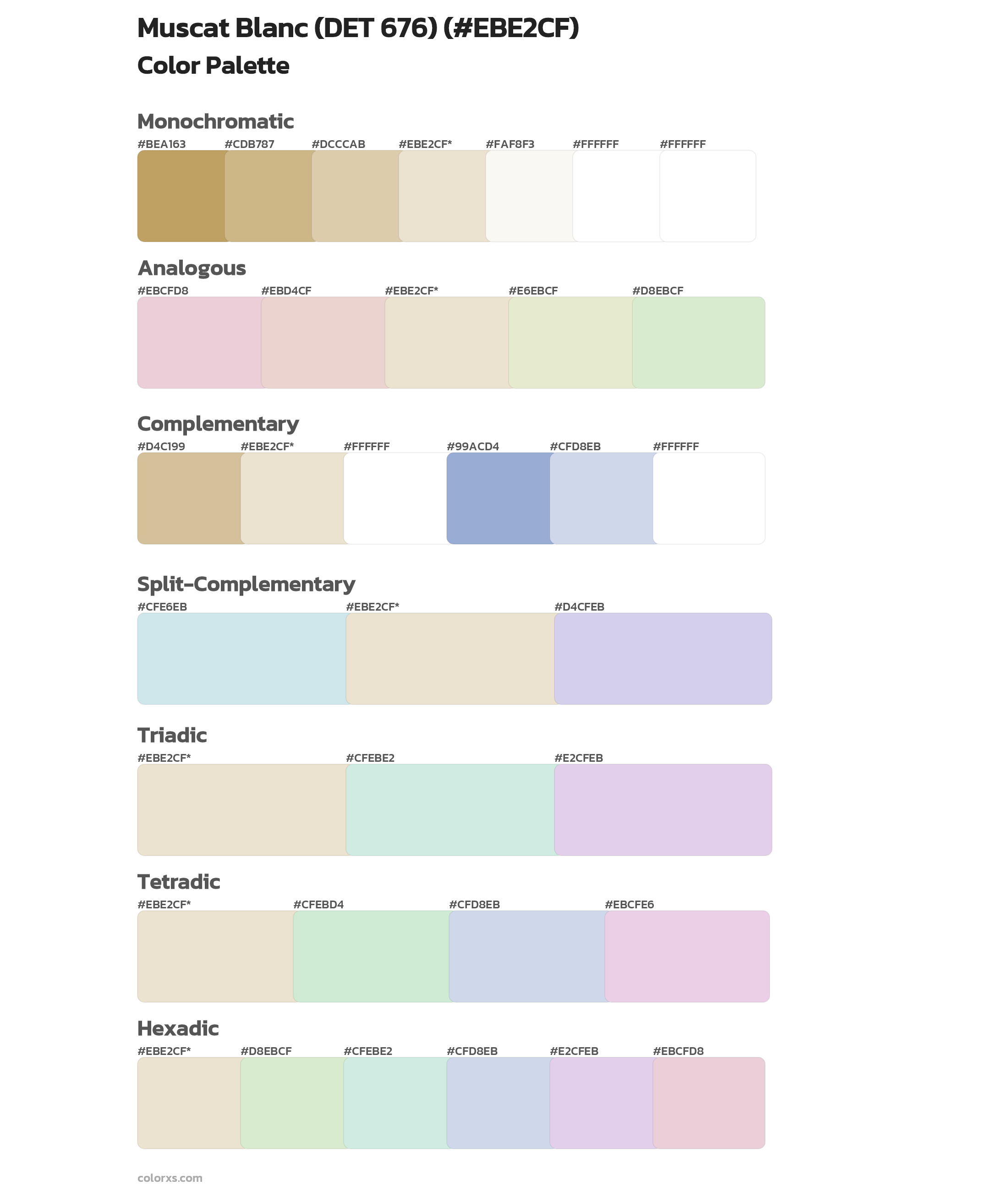 Muscat Blanc (DET 676) Color Scheme Palettes