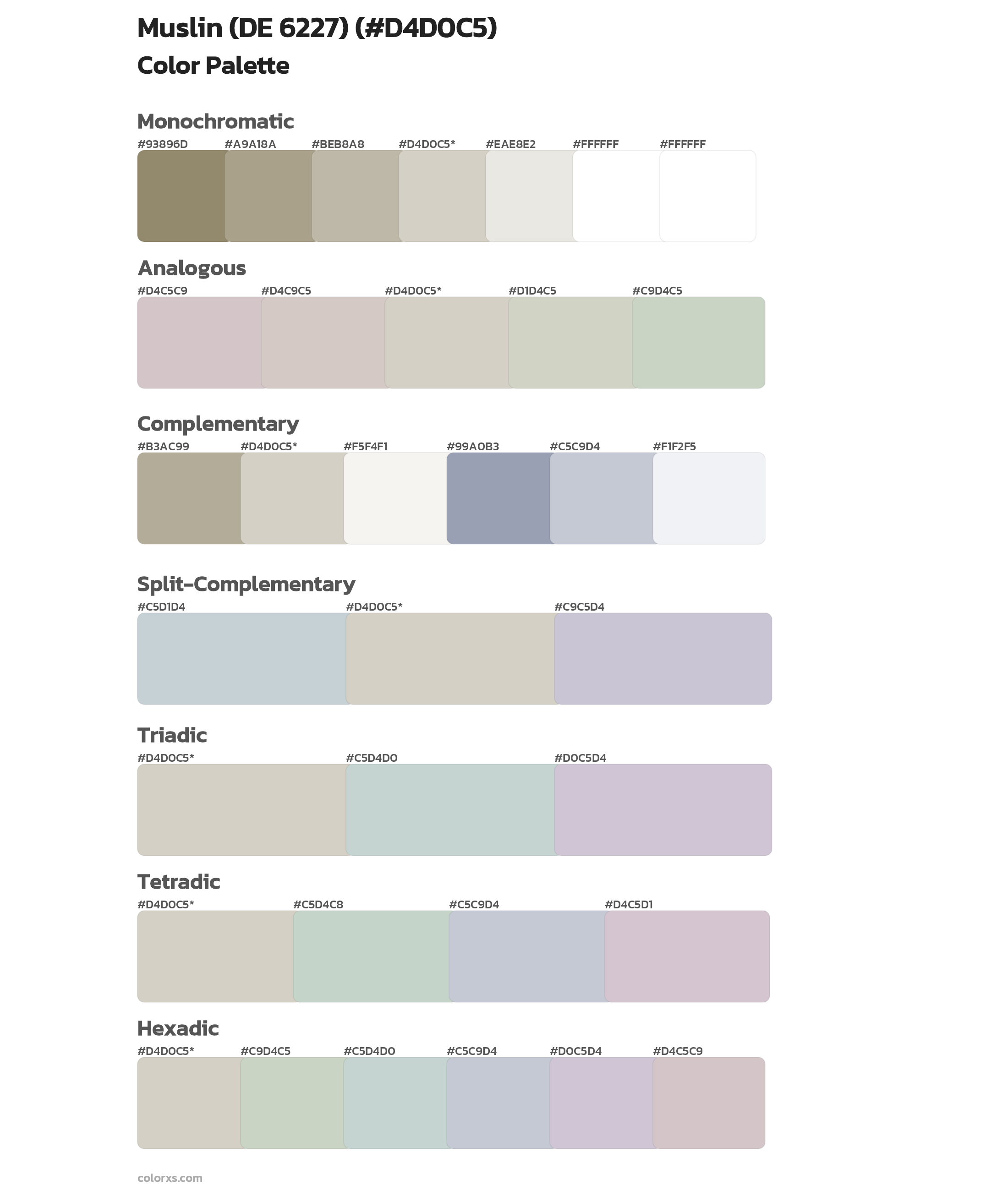 Muslin (DE 6227) Color Scheme Palettes