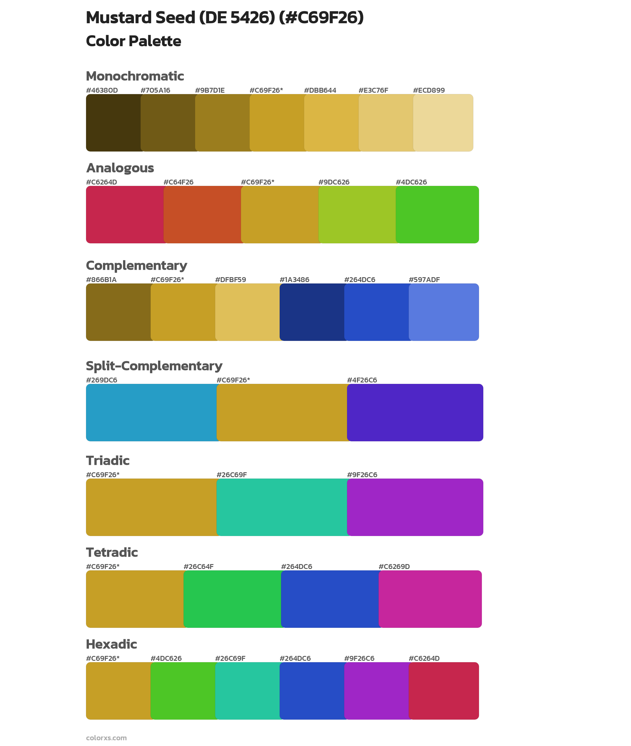 Mustard Seed (DE 5426) Color Scheme Palettes
