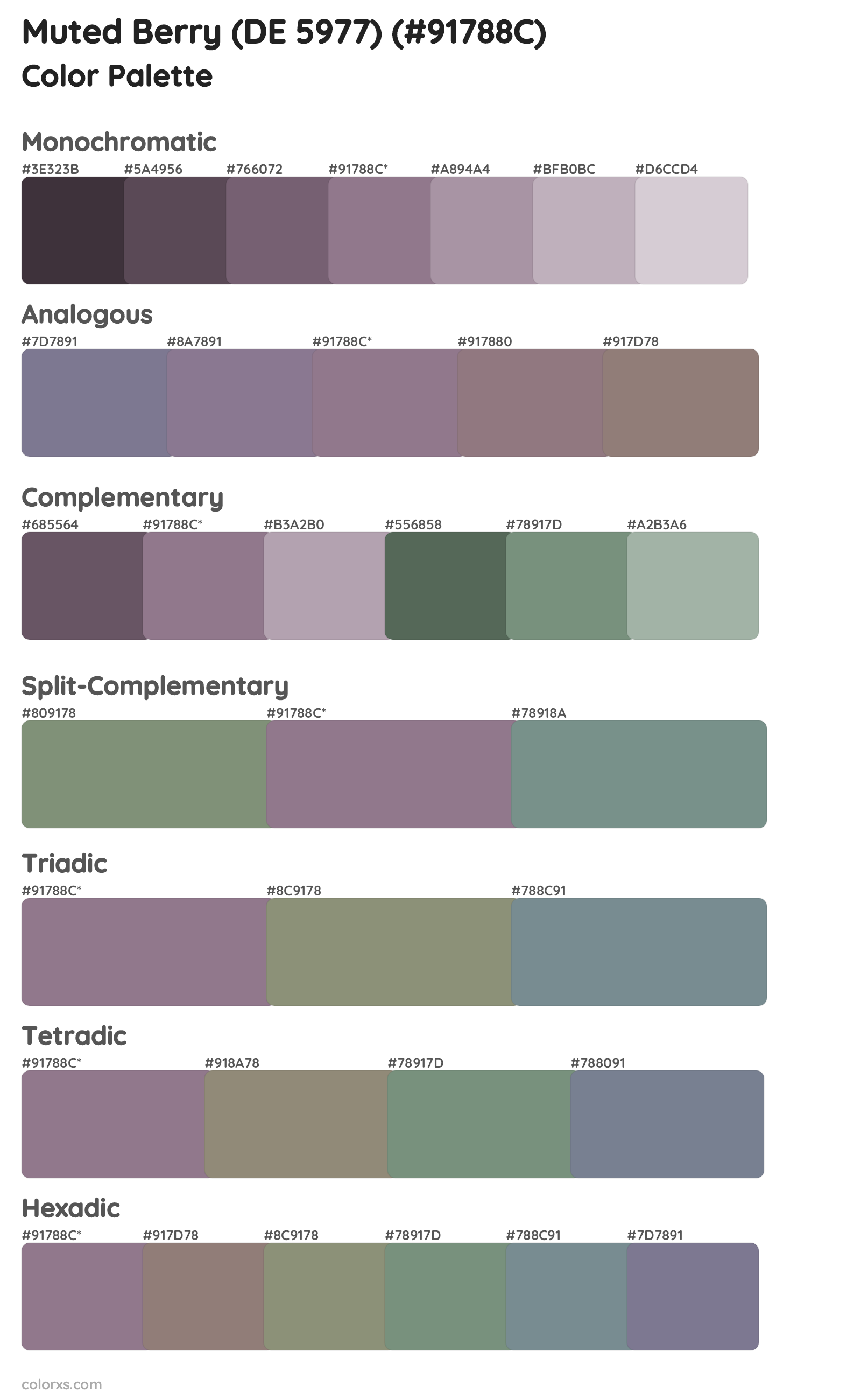 Muted Berry (DE 5977) Color Scheme Palettes