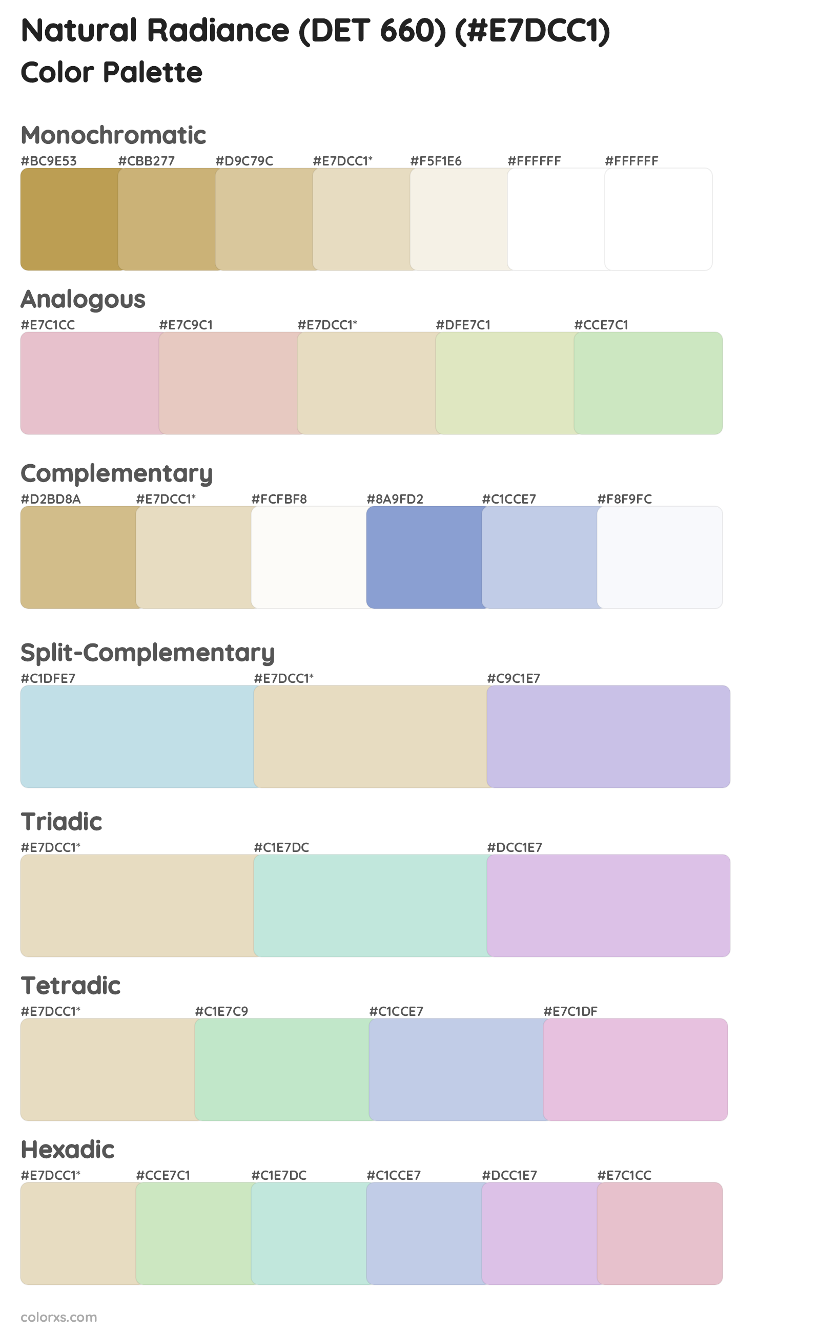 Natural Radiance (DET 660) Color Scheme Palettes