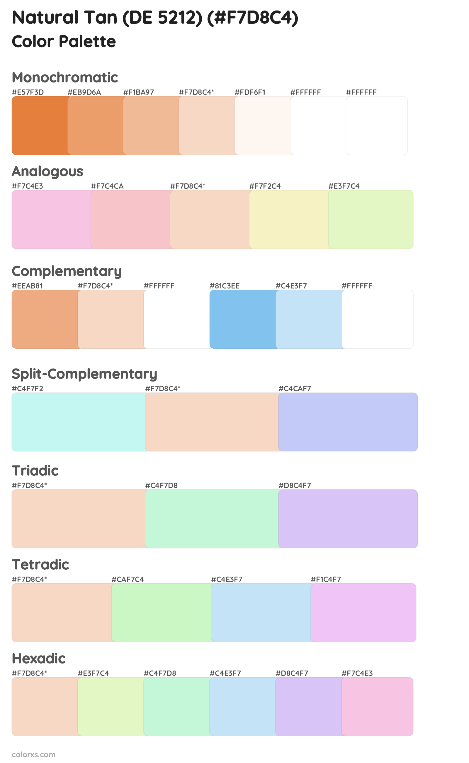 Natural Tan (DE 5212) Color Scheme Palettes