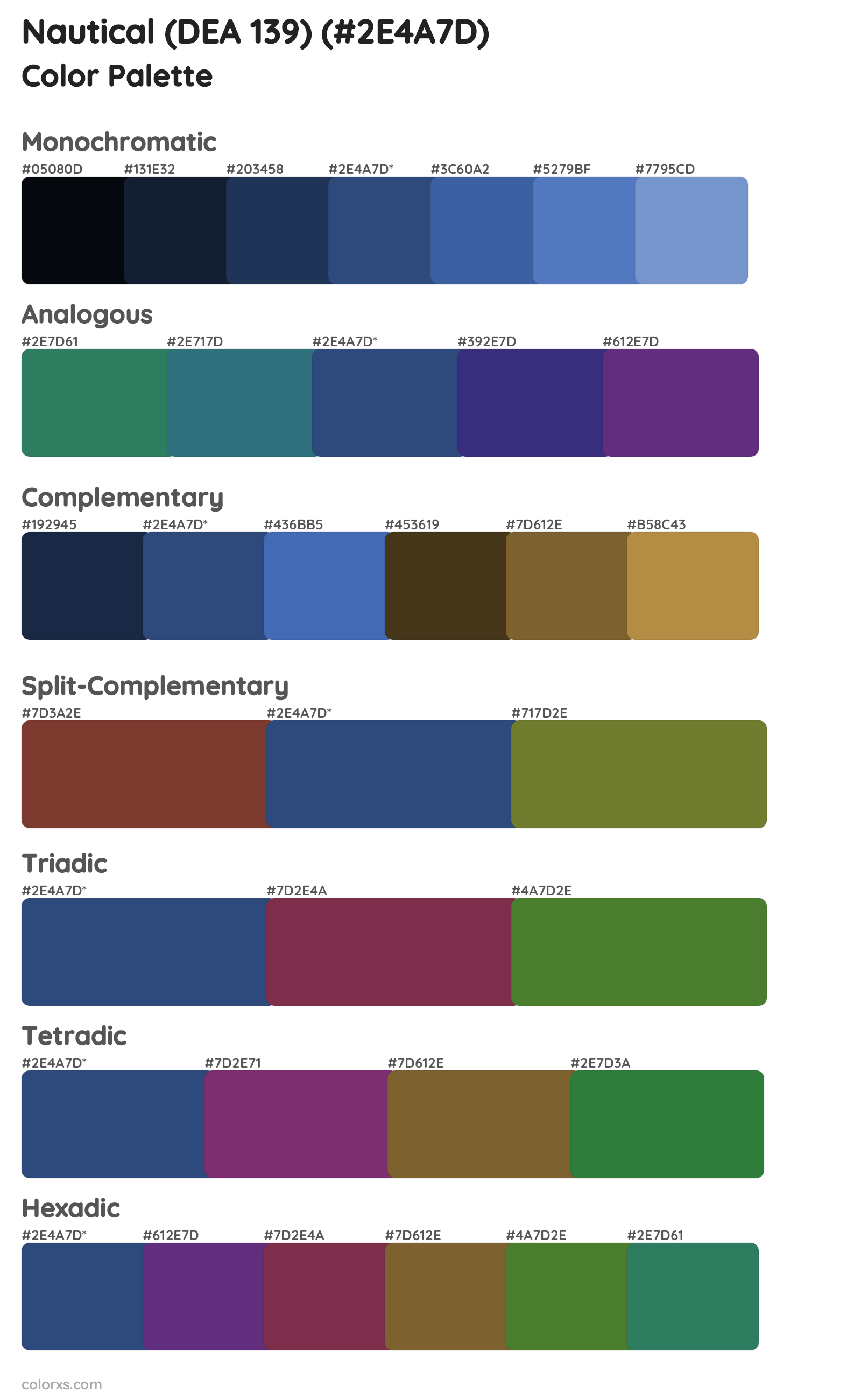 Nautical (DEA 139) Color Scheme Palettes