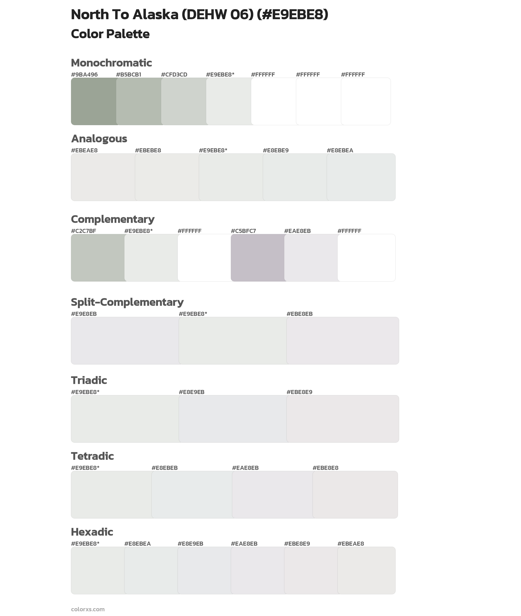 North To Alaska (DEHW 06) Color Scheme Palettes