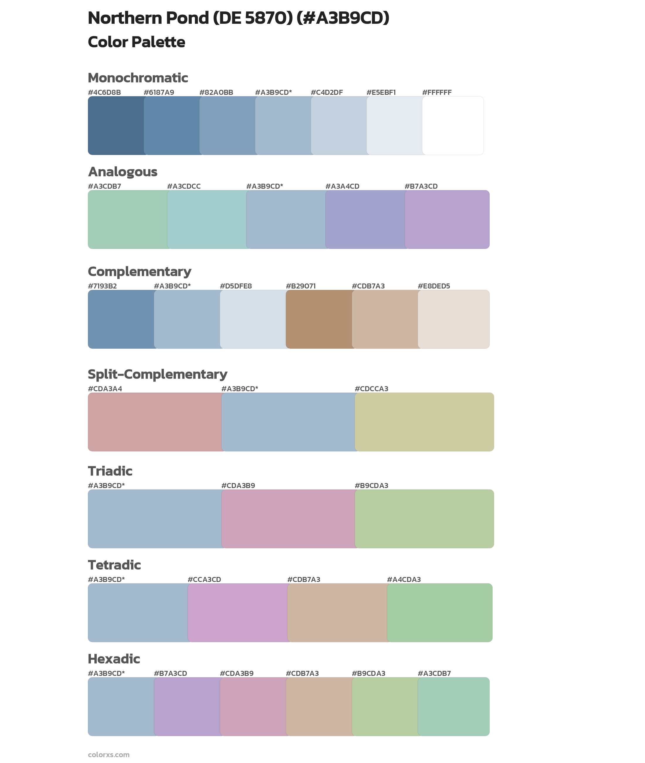 Northern Pond (DE 5870) Color Scheme Palettes