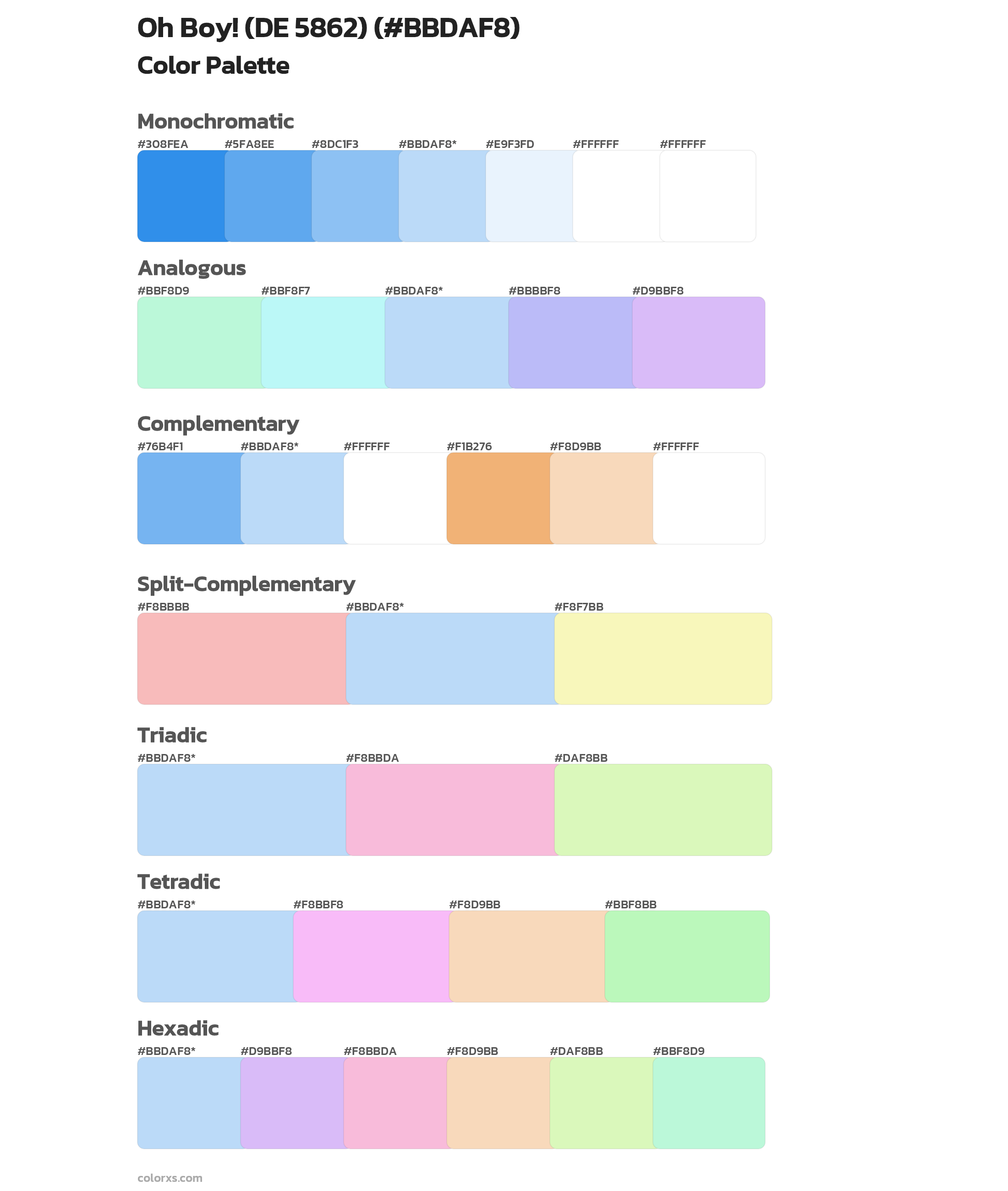 Oh Boy! (DE 5862) Color Scheme Palettes
