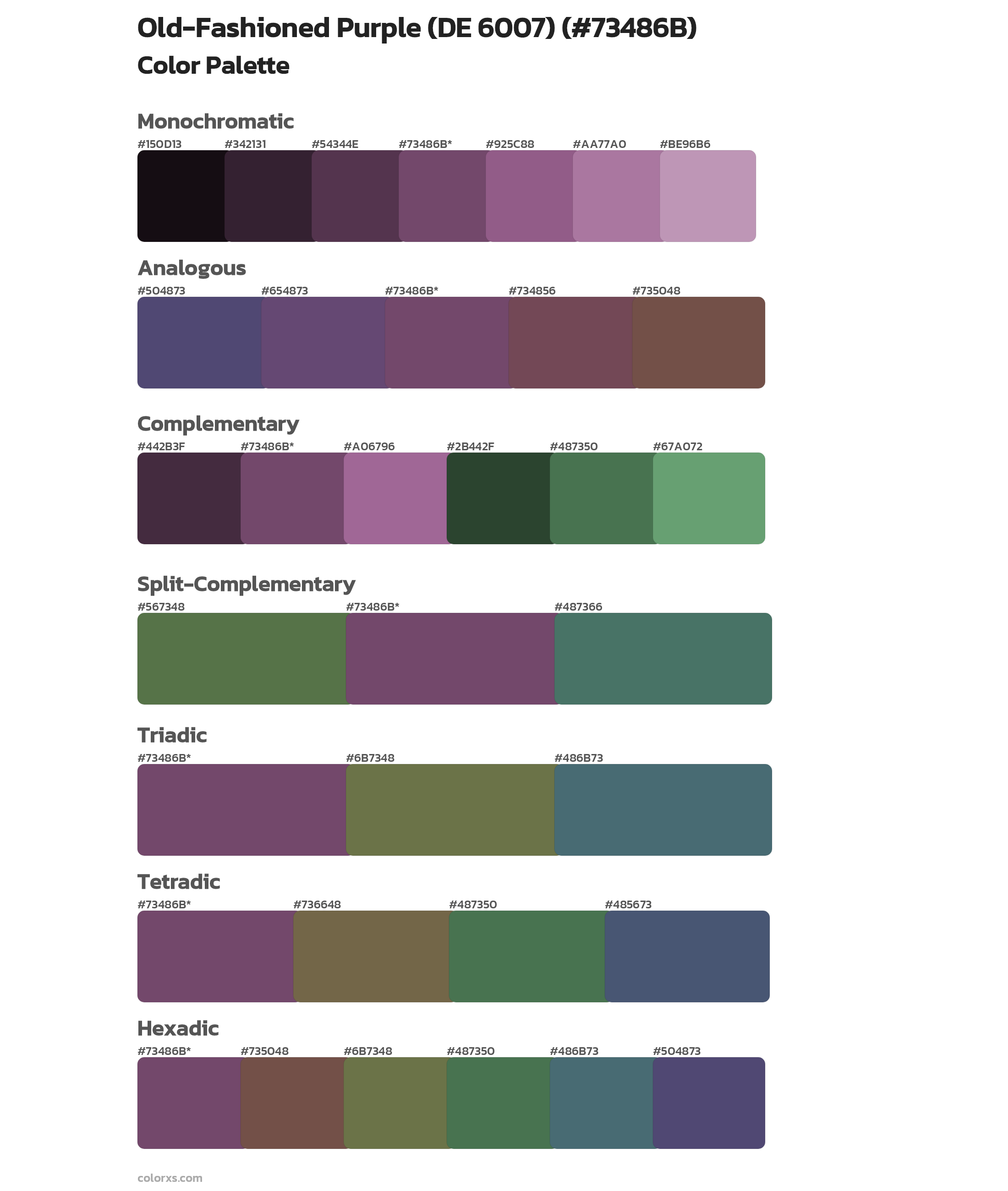 Old-Fashioned Purple (DE 6007) Color Scheme Palettes