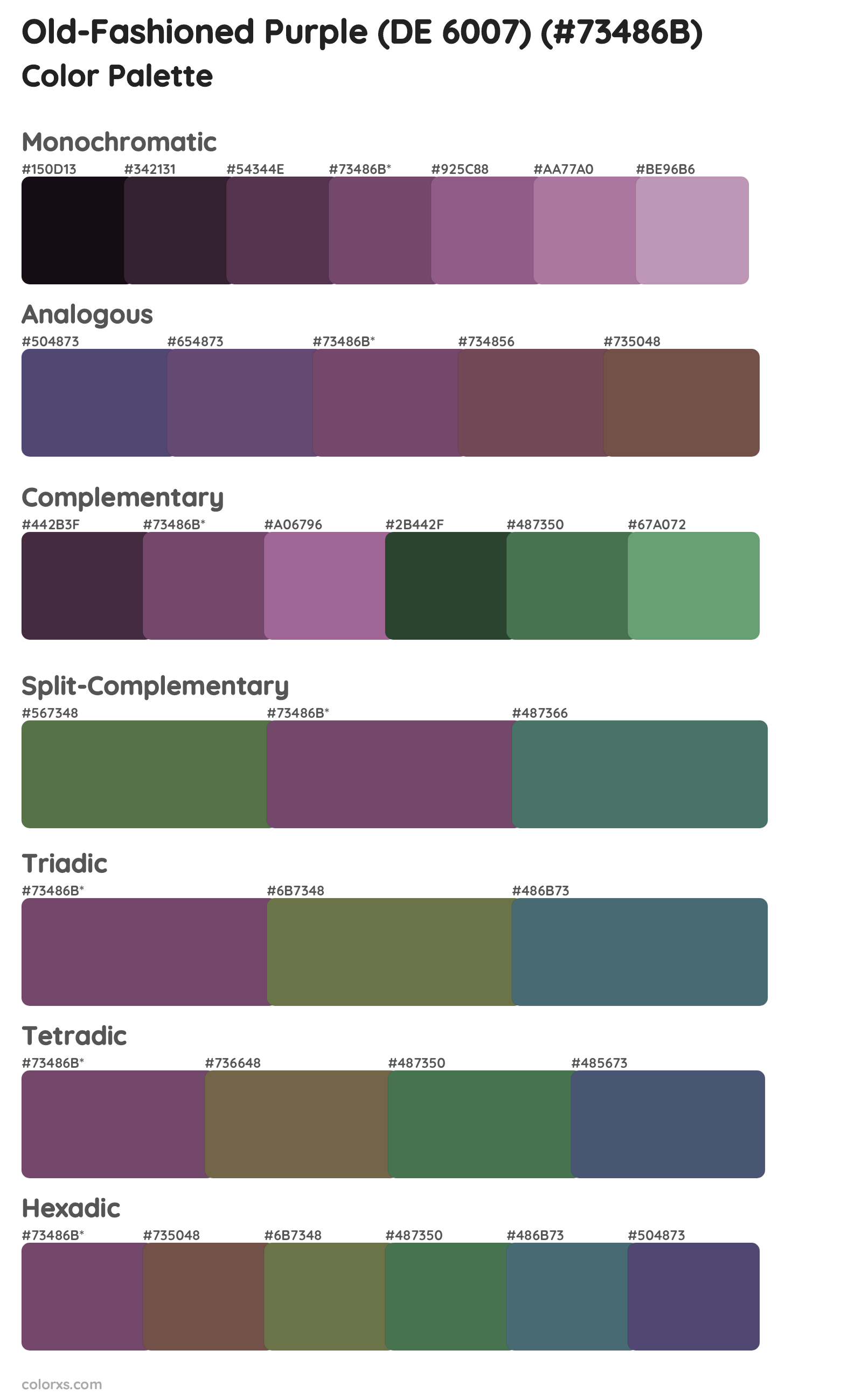 Old-Fashioned Purple (DE 6007) Color Scheme Palettes