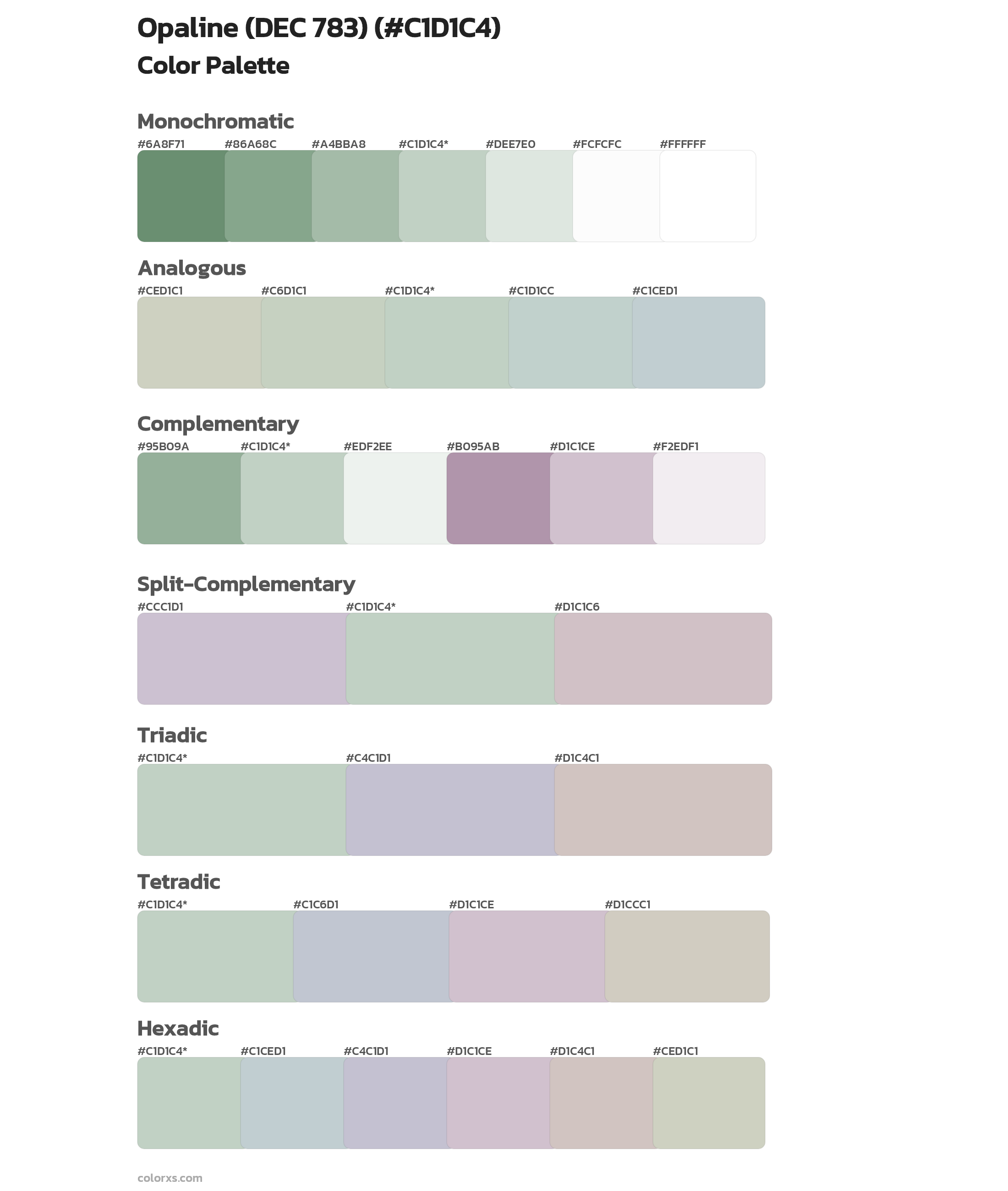 Opaline (DEC 783) Color Scheme Palettes