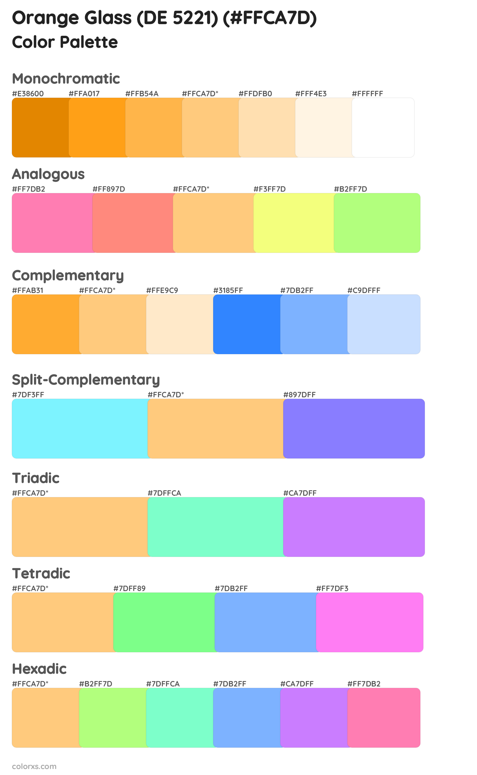Orange Glass (DE 5221) Color Scheme Palettes