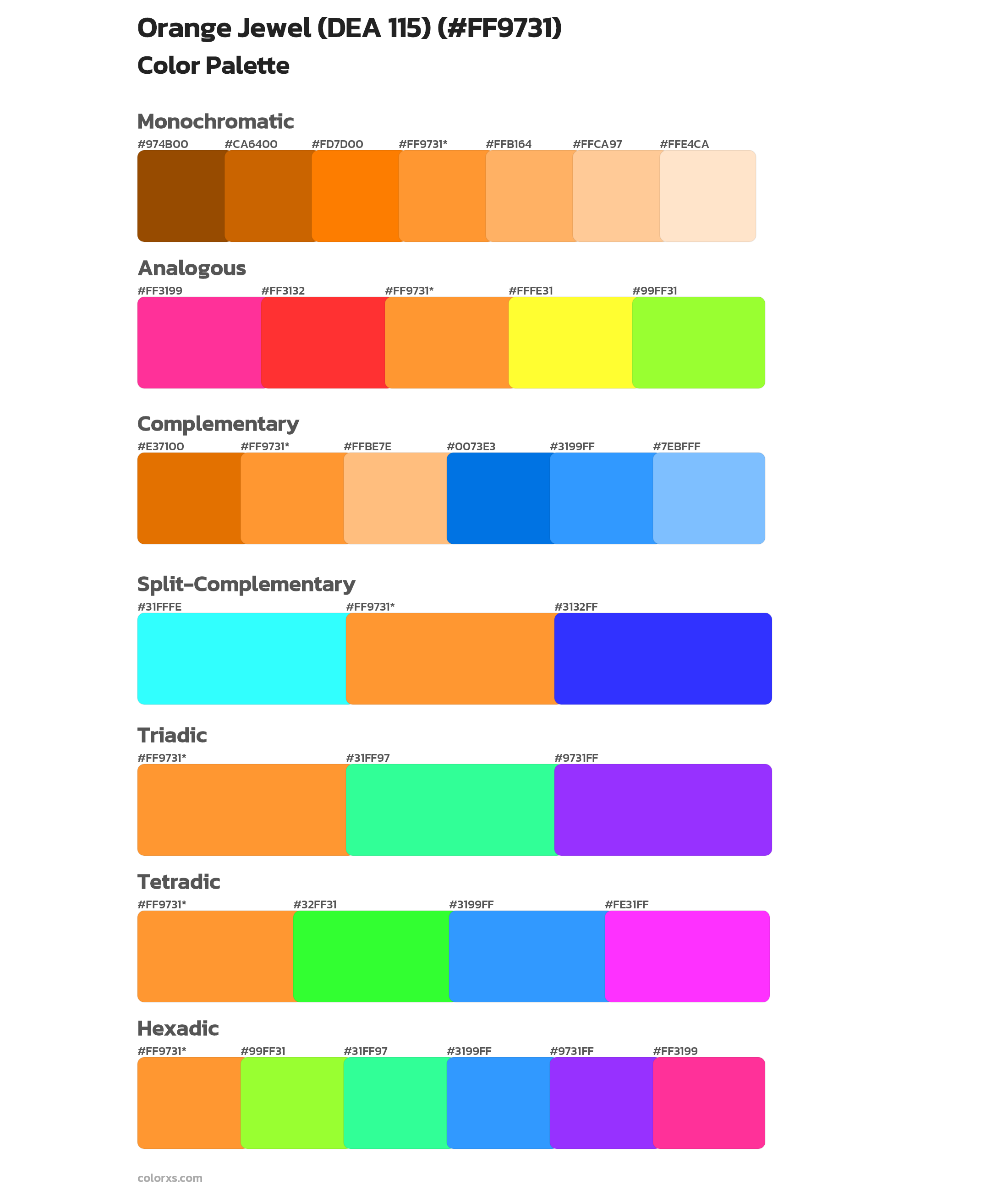 Orange Jewel (DEA 115) Color Scheme Palettes